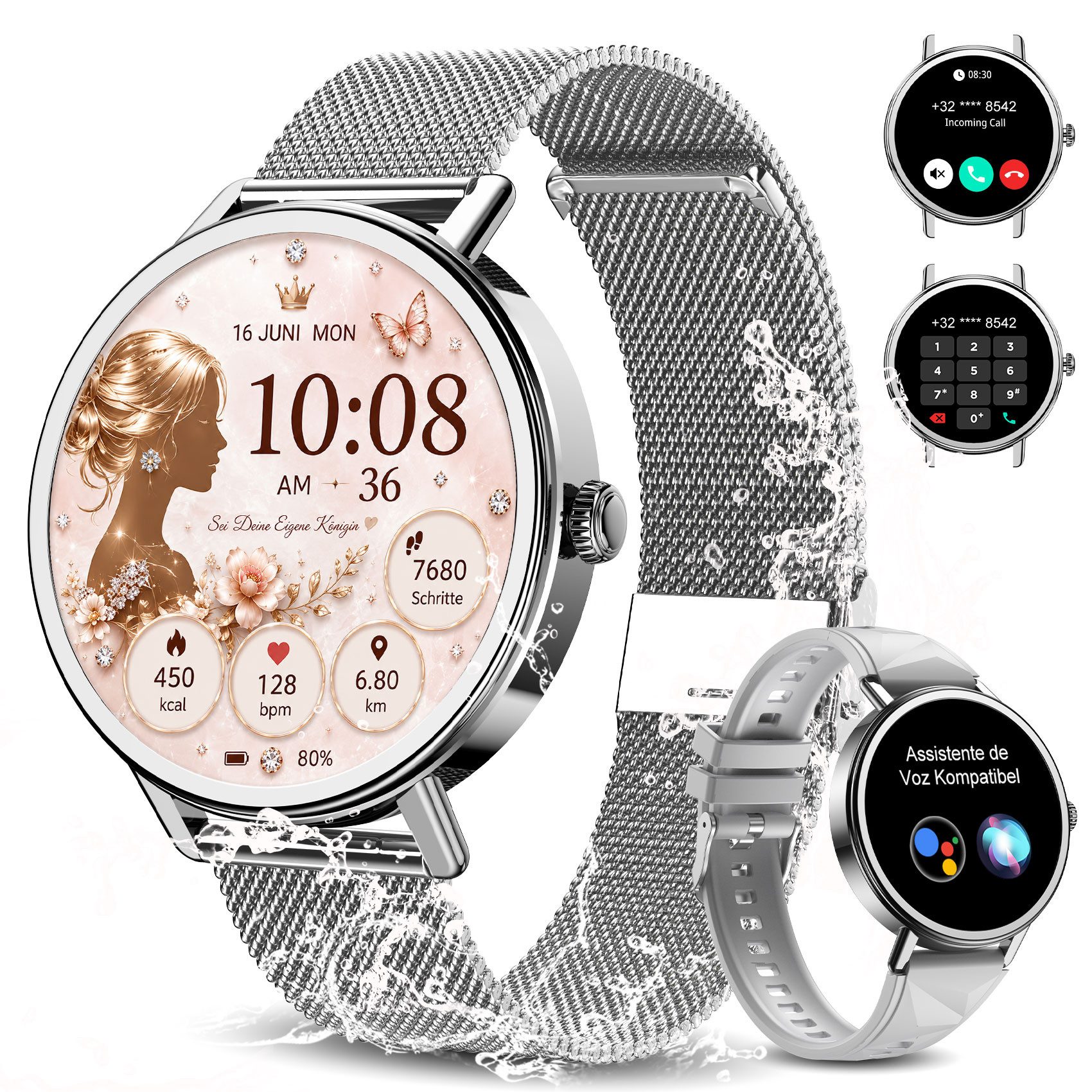blackview Smartwatch Damen, Bluetooth-Telefonie, Über 100 Sportmodi, Neuheit 2026 Smartwatch (1.26 Zoll), 1-tlg., 320 mAh, GoMore Gesundheitsalgorithmus, Sprachassistent, Schrittzähler
