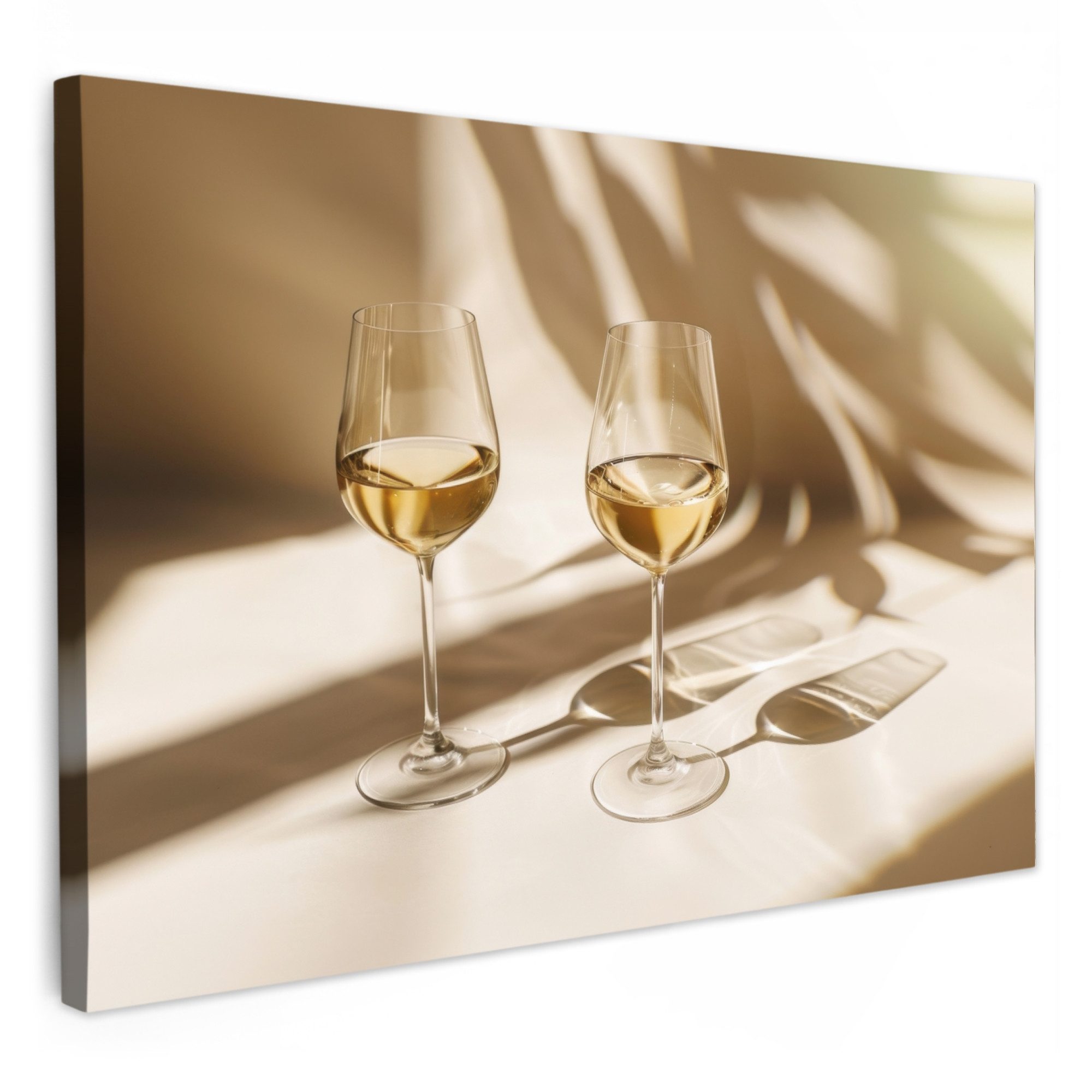 Leinwandbild Wein - Weingläser - Weiß - Küche