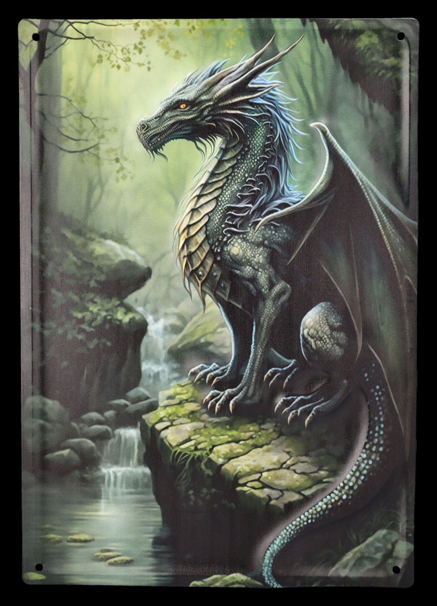 Figuren Shop GmbH Wanddekoobjekt Drache Dekoschild letzte Blechschild - Fantasy - Walddrache Deko Der