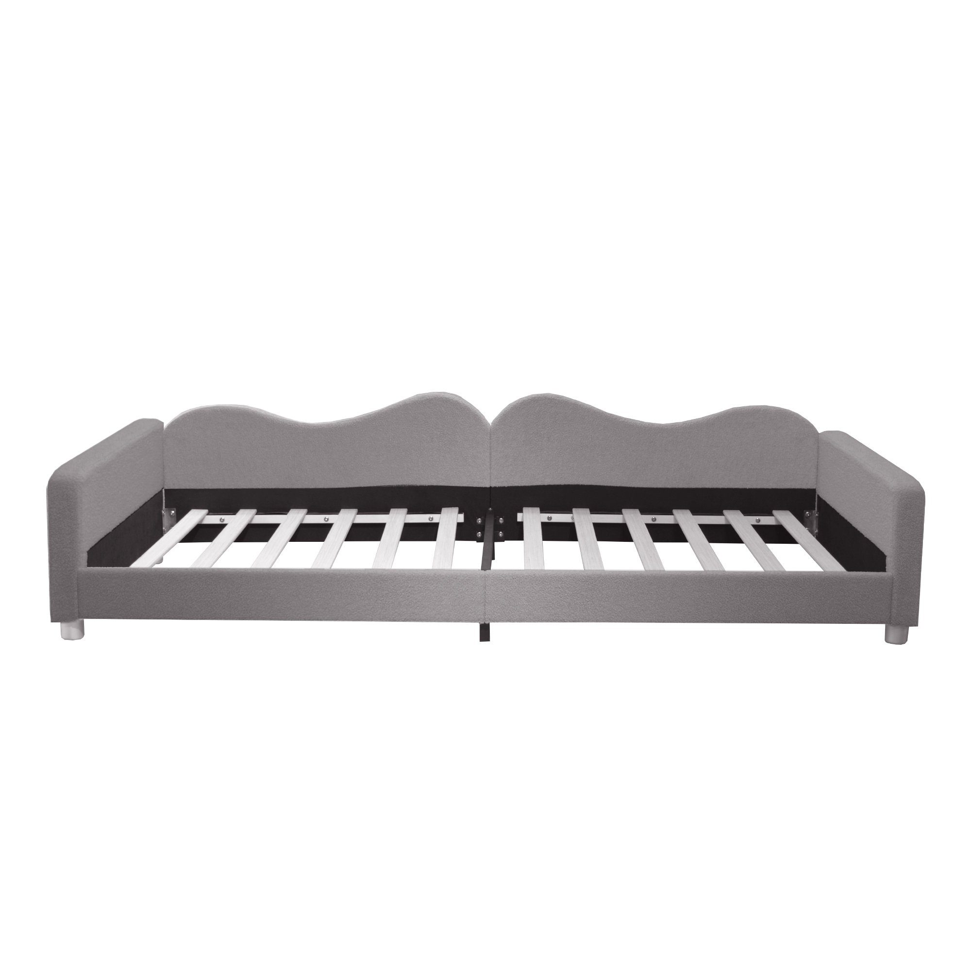 Polsterbett, Kinderbett Schlafsofa mit Lattenrost 90x200cm, Teddystoff