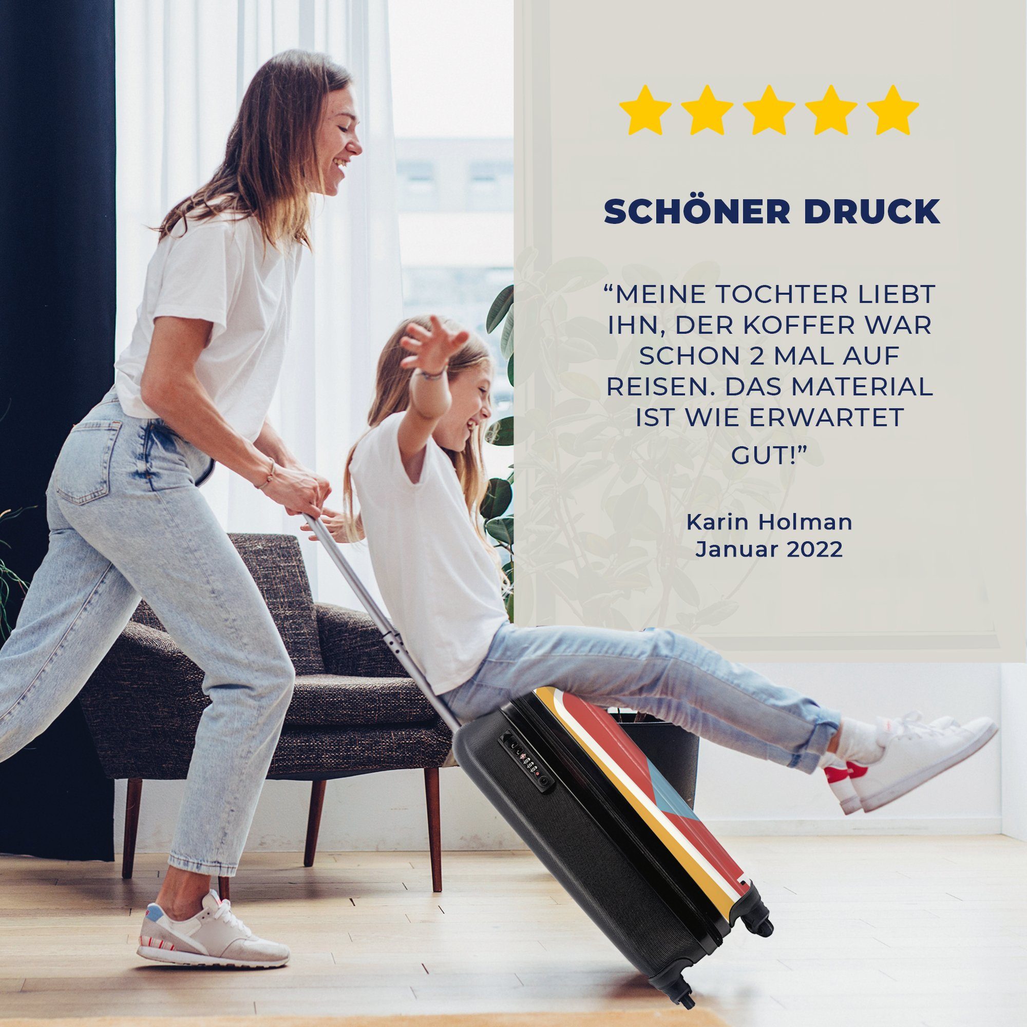 MuchoWow Handgepäckkoffer Eine Illustration mit des Reisetasche als Aufkleber, Trolley, für Ferien, Rollen, Eiffelturms Reisekoffer 4 rollen, Handgepäck