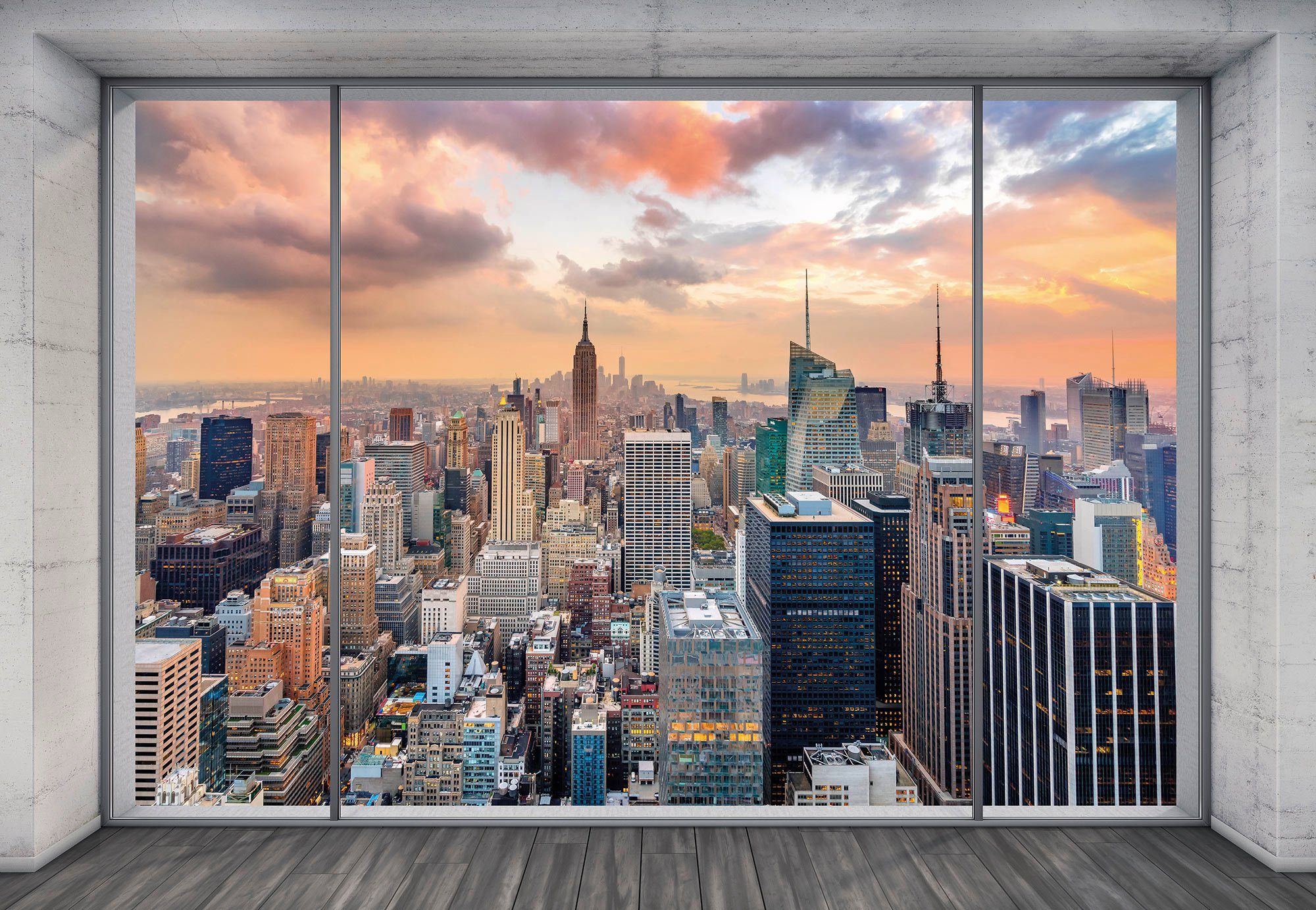Komar Fototapete Vlies - NYC Outlook - Größe 368 x 248 cm, glatt, bedruckt, (Packung, 1 St., Vlies Fototapete), Wohnzimmer, Schlafzimmer