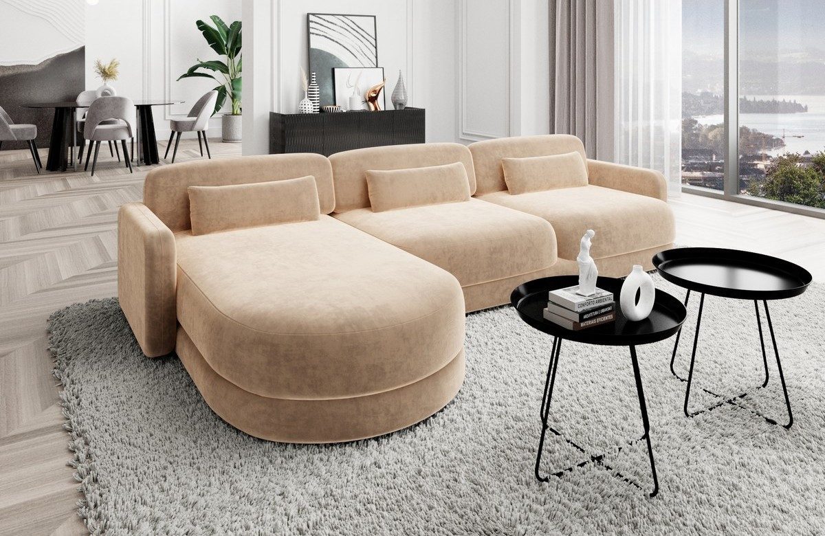 Sofa Dreams Ecksofa Stoff Sofa Eck Couch Polster Stoffsofa Modern Valencia L Form kurz, Loungesofa