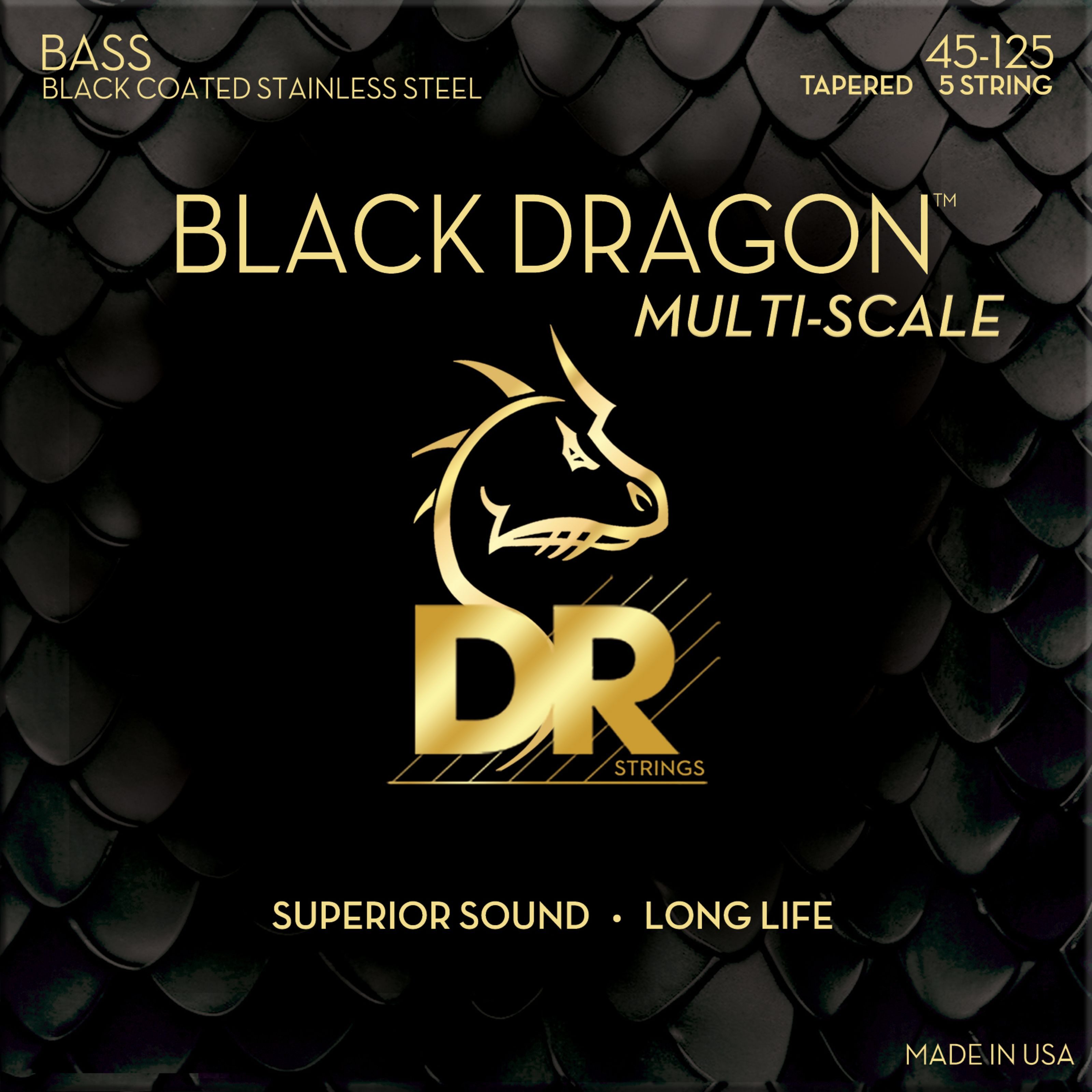 DR Saiten, DBSMB5-45 Black agon Multiscale Bass Guitar Strings 45-125 -