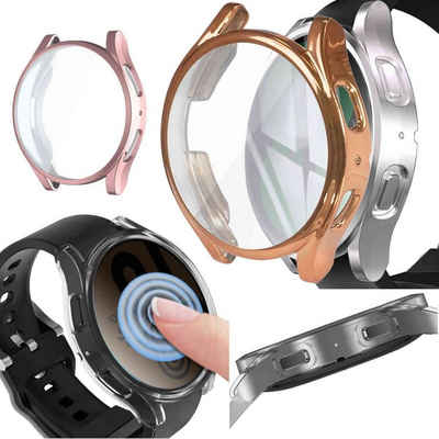 Wigento Smartwatch-Hülle Für Samsung Galaxy Watch 5 40 mm 360 Grad Schock TPU Silikon Hülle Tasche Etuis Pink