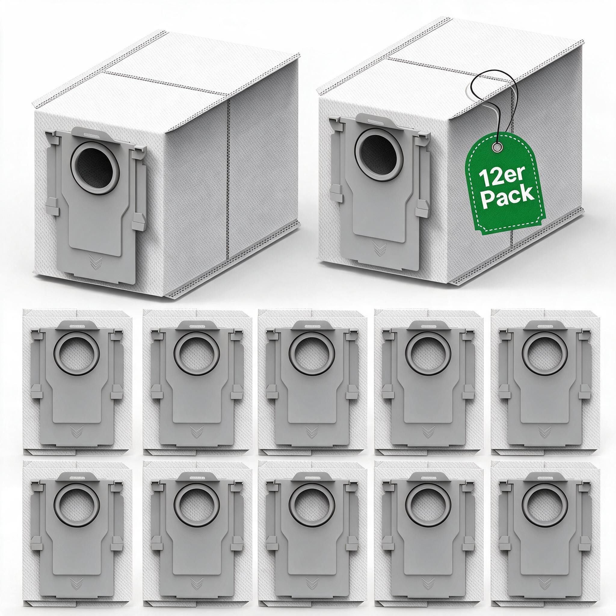 WOWDSGN Staubsaugerbeutel 12er Pack Aktivkohle Staubbeutel für Roborock Qrevo & Saros Serie, passend für Roborock, 3,2L große Kapazität, Staubsauger Absaugstation Ersatzbeutel Zubehör