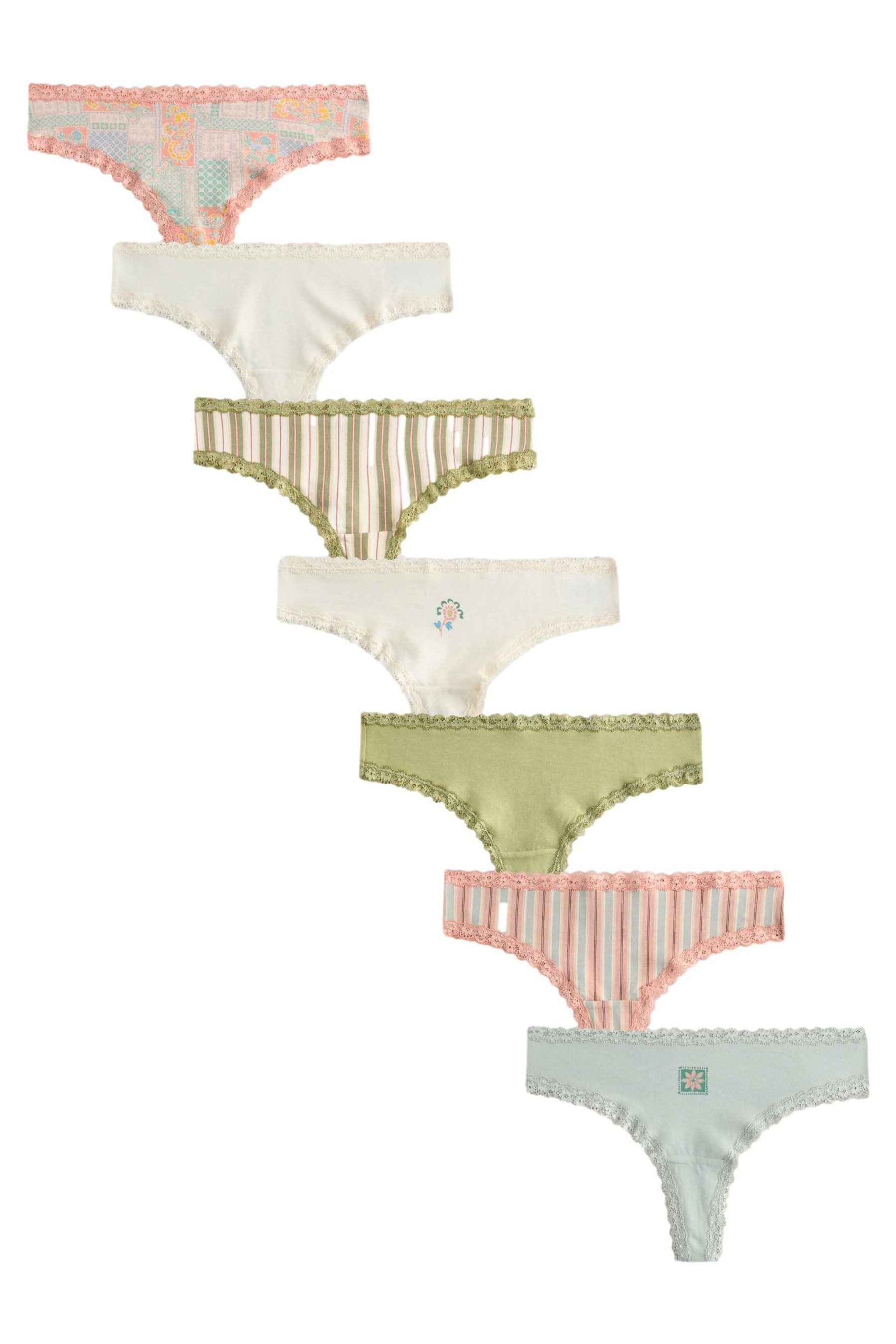Next Tanga Baumwollslips mit Spitze im 7er-Pack, Thong (7-St)