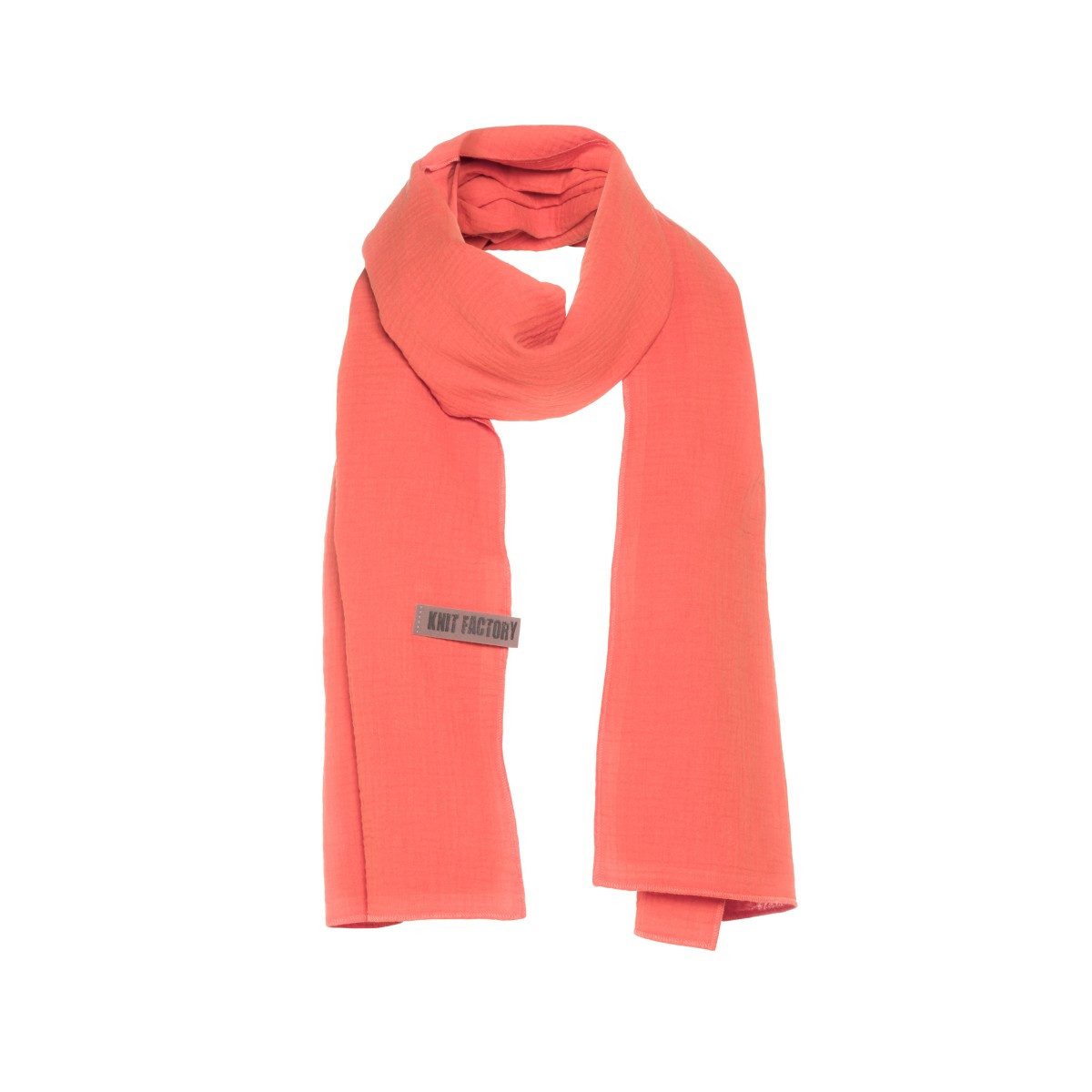 Knit Factory Strickschal Liv Sunset Orange 200x40 cm, (1-St), Modell Liv, für Frühjahr, Sommer