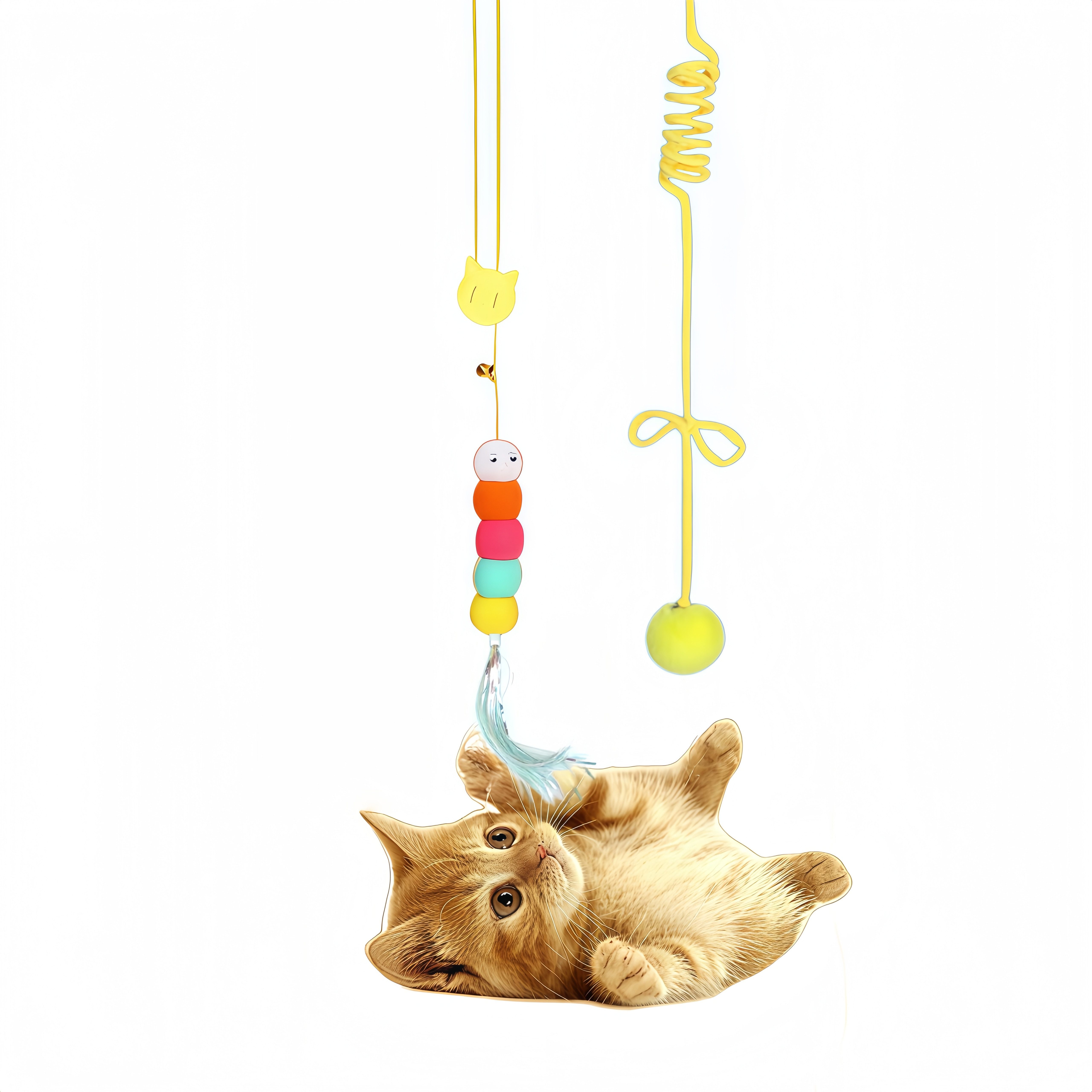 FOUORTUNATE-BEE Tier-Beschäftigungsspielzeug Elastischer Türrahmen-Katzenspielzeug 2er-Set für interaktives Spiel, Stil3, Spaßige Vogel-Spielzeuge für Katzen, ideal für Zuhause und Türen