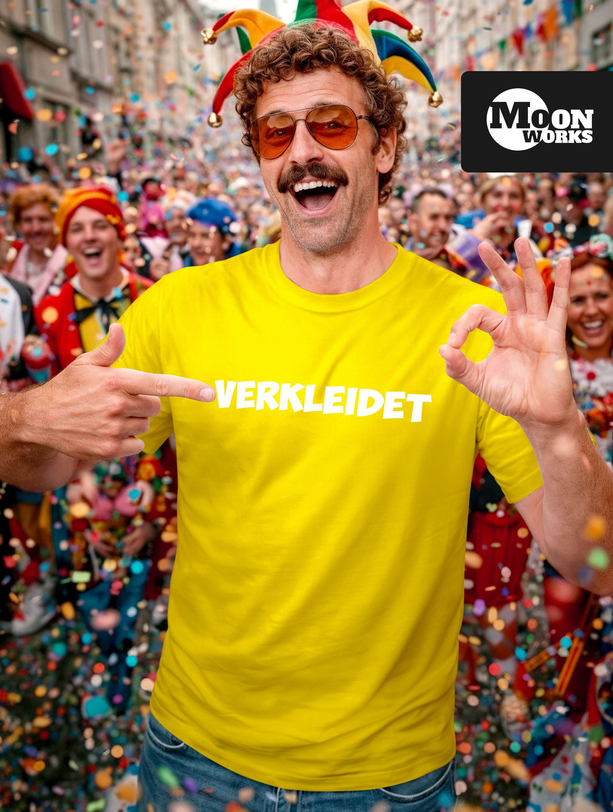 MoonWorks Print-Shirt Herren T-Shirt Verkleidet Fasching Fastnacht Kostüm Karneval mit Print
