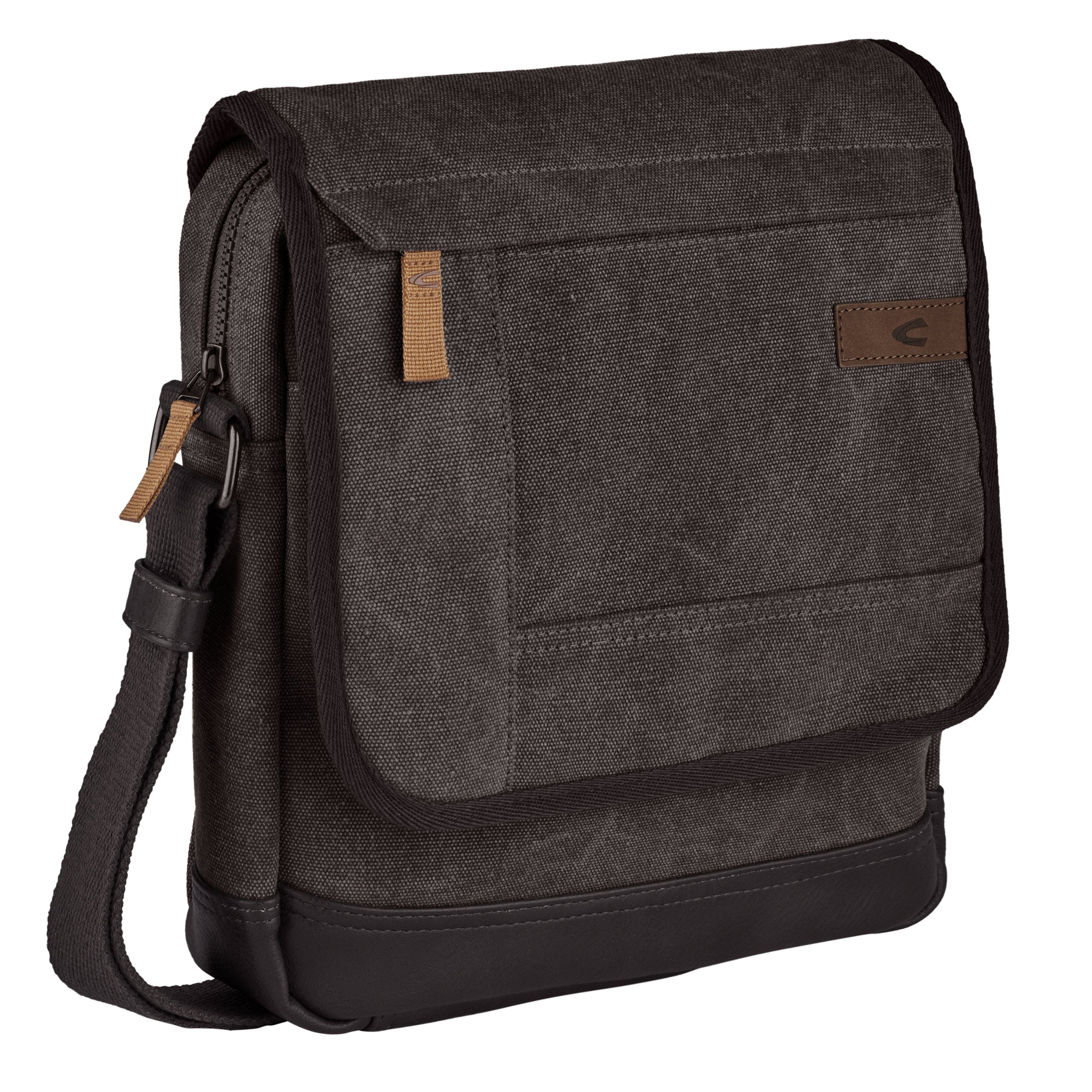 camel active Umhängetasche Air, Canvas Modell aus weichem Lederimitat abgerundet mit Applikationen