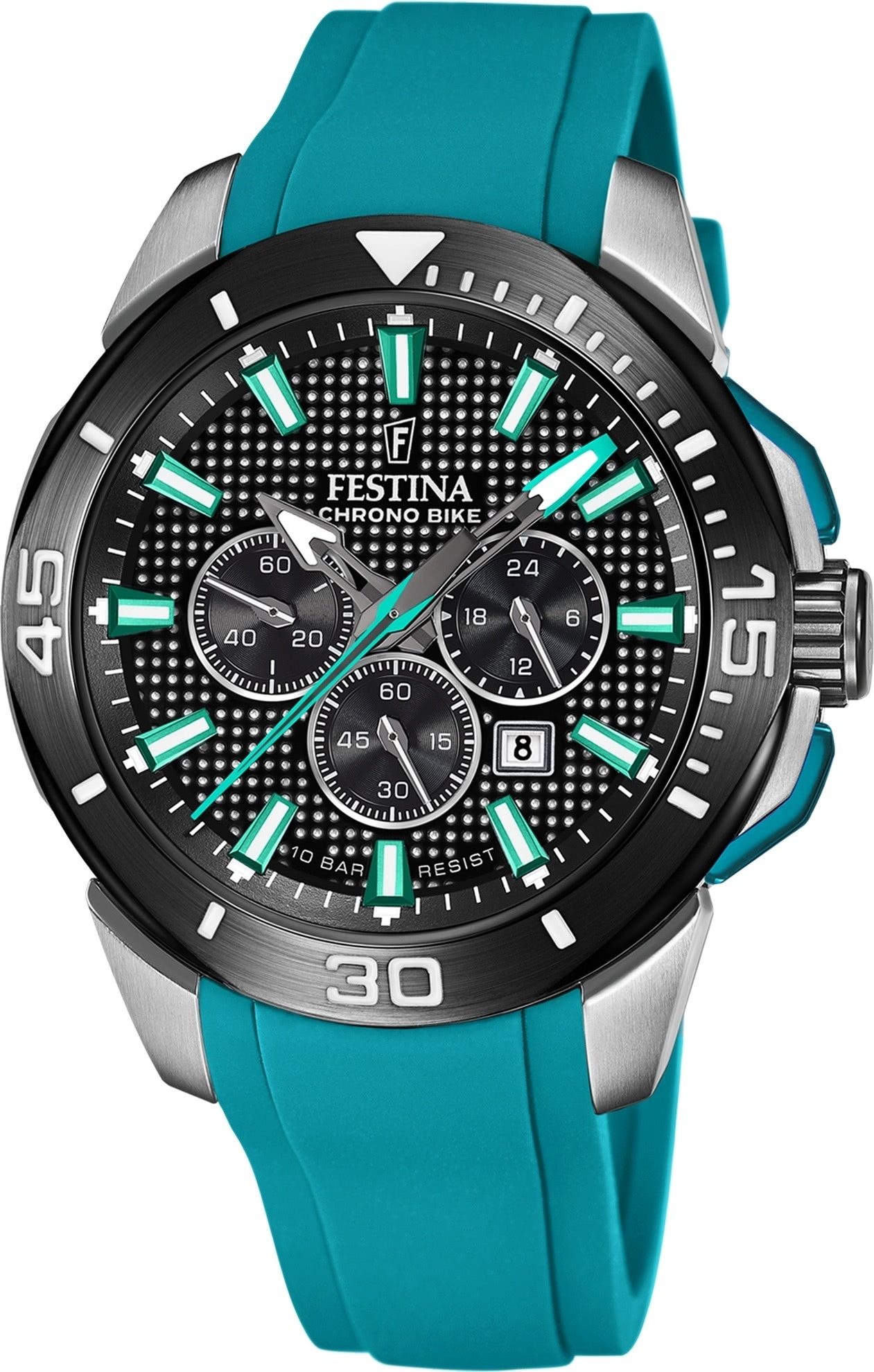 Festina Quarzuhr Festina Herrenuhr Kautschuk grün Festina, (Analoguhr), Herren Armbanduhr rund, Kautschukarmband grün, Sport