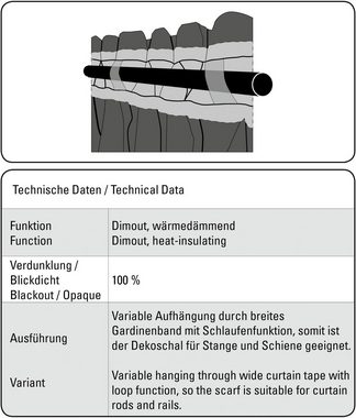 Gardine Schal mit Gardinenband Dimout, GARDINIA, verdeckte Schlaufen (1 St), verdunkelnd, Stoff Dimout