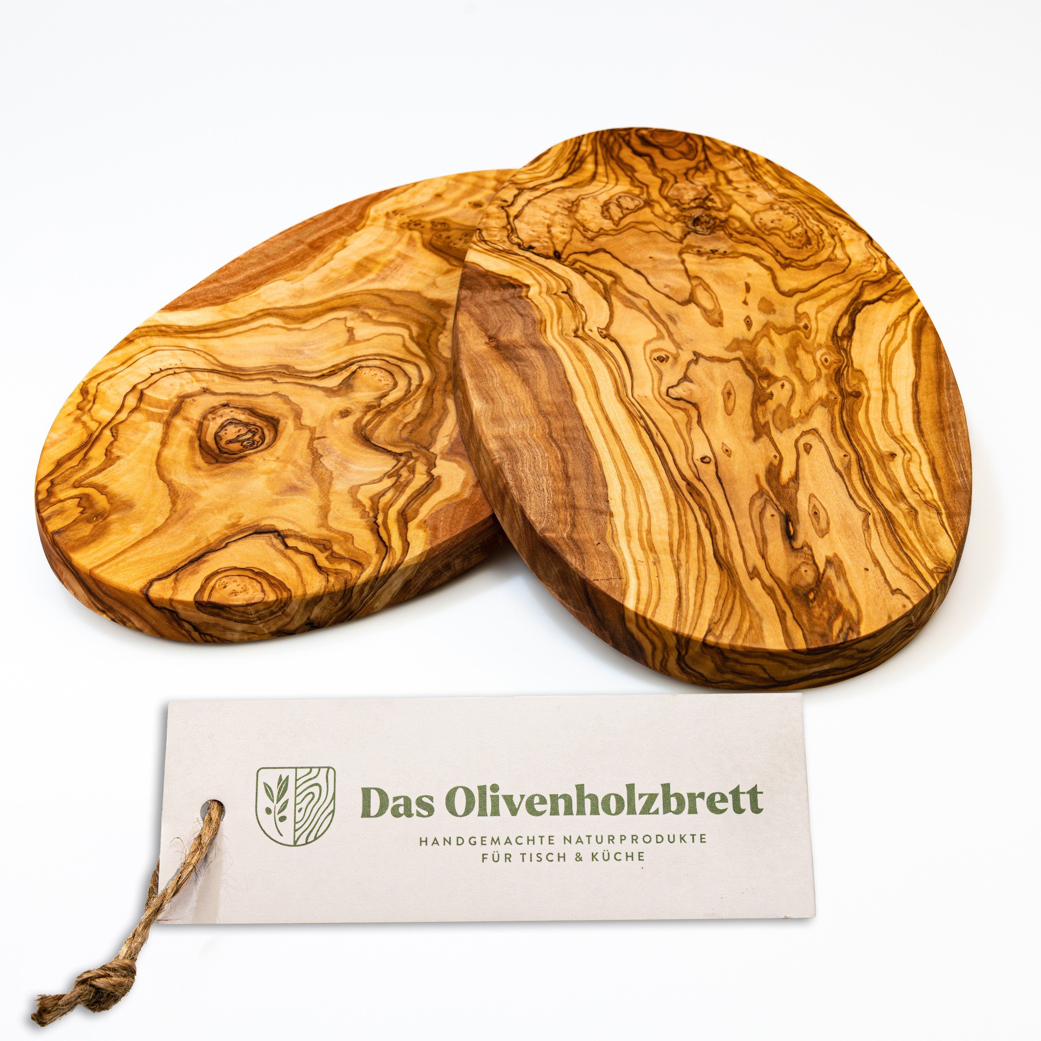 dasOlivenholzbrett Frühstücksbrett 2er Set Frühstücksbrett aus Olivenholz, oval