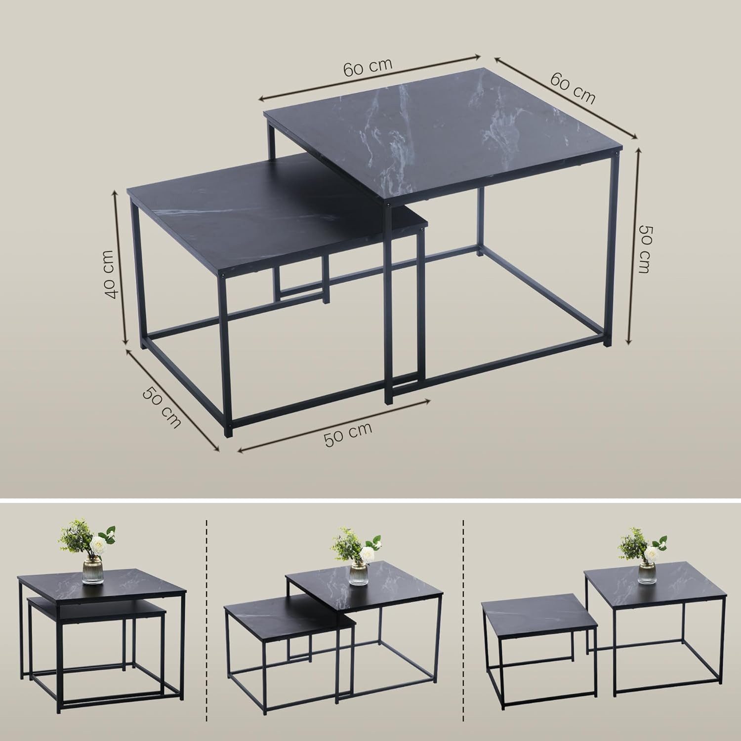 KAHOO Couchtisch Moderne Wohnzimmertisch Couchtisch,Quadratisch Satztisch günstig online kaufen