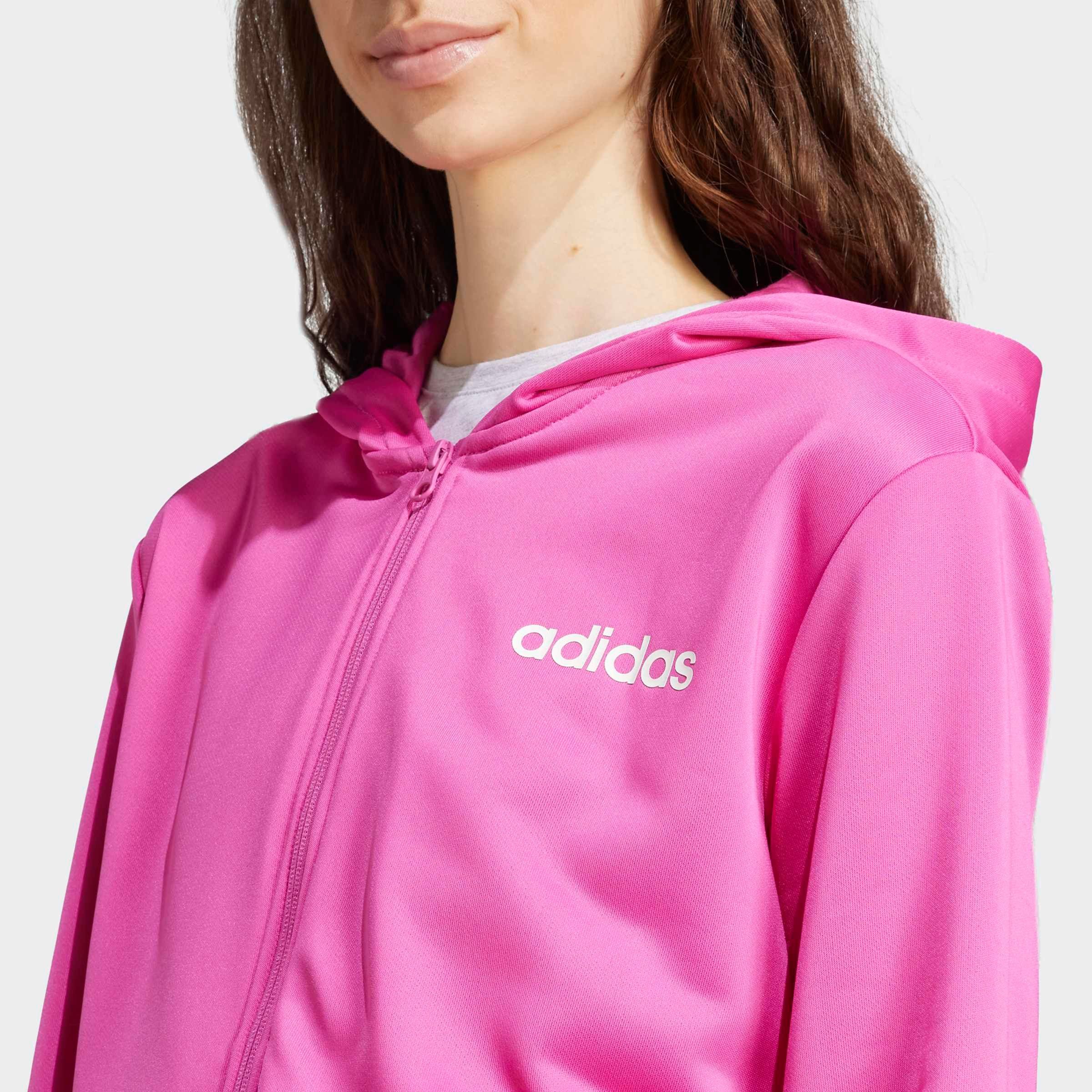 adidas Sportswear Trainingsanzug ESSENTIALS LINEAR (2-tlg), zweiteiliges Set, für Laufen, aus Polyester, mit Rippbündchen