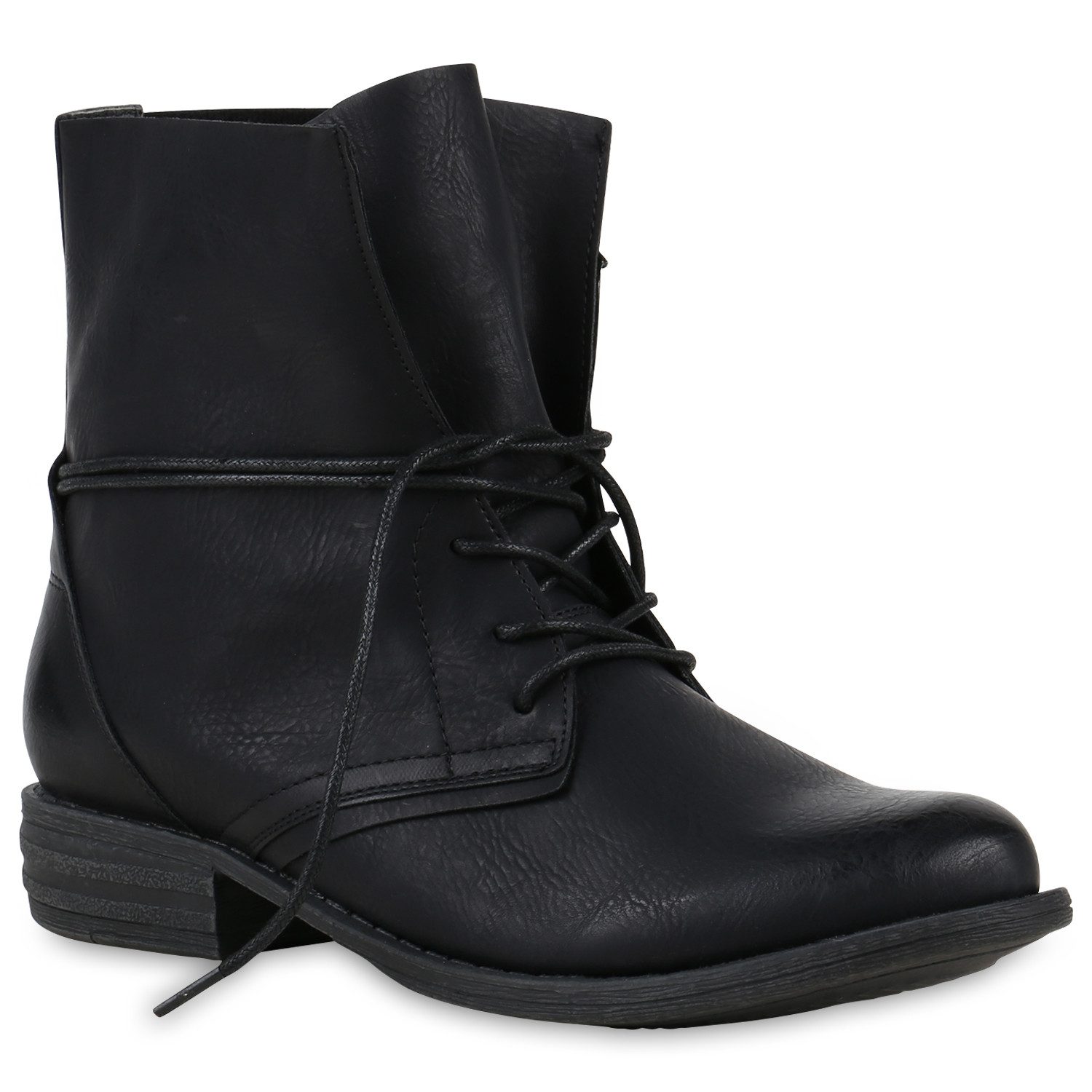 VAN HILL 71380 Schnürstiefelette Damen Stiefeletten Schnürstiefeletten Leder-Optik Boots Basic