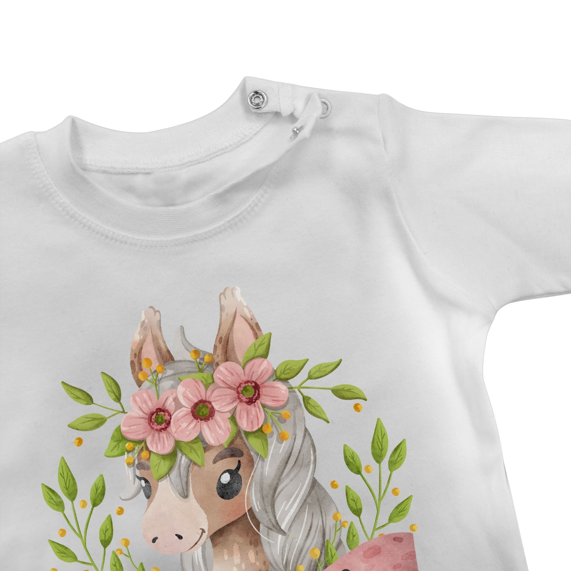 Shirtracer T-Shirt Ich bin eins mit süßem Pferd mit Blumen 1. Geburtstag