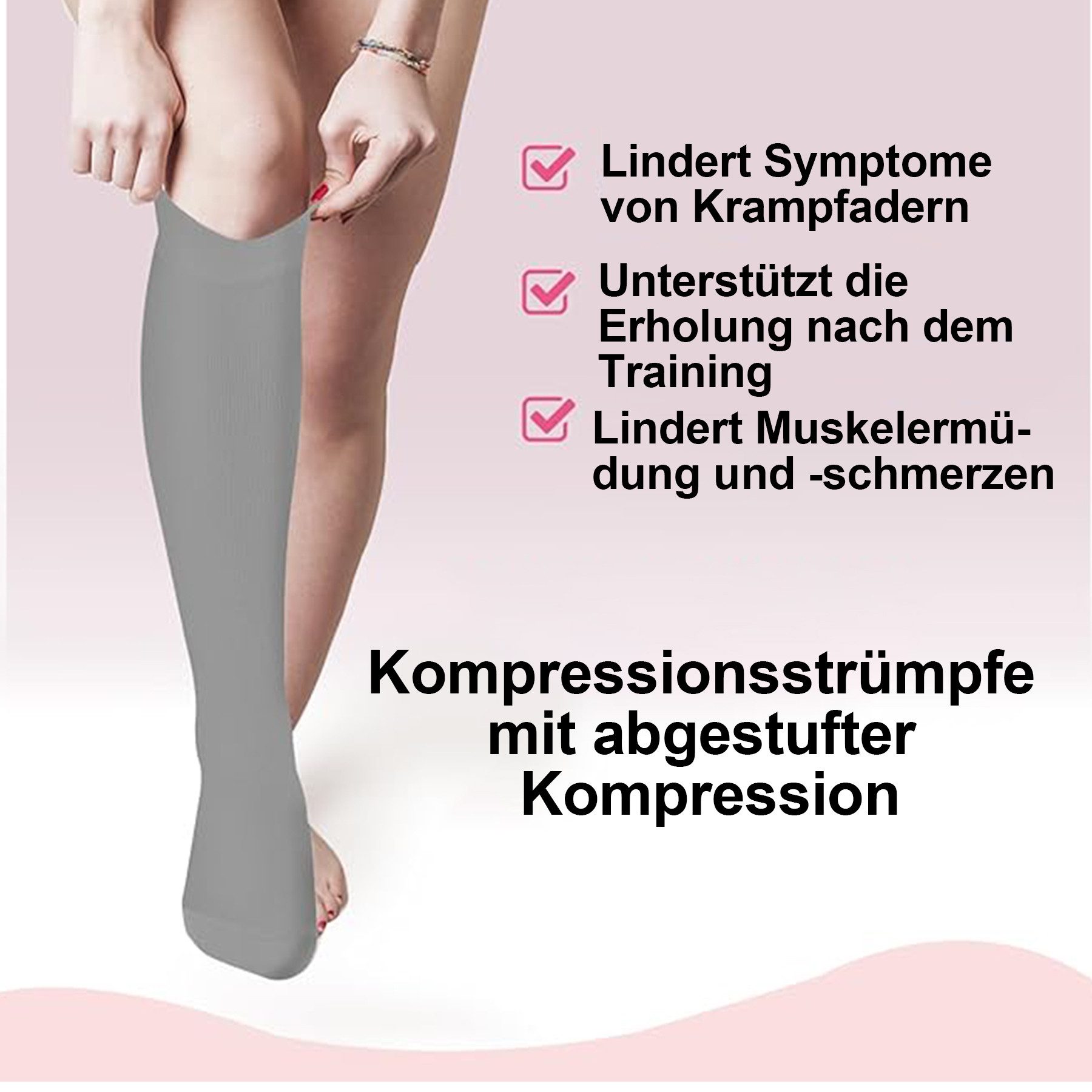 Mutig Kompressionsstrümpfe 6 Paar Kompressionsstrümpfe Laufsocken Kniestrümpfe Stützstrümpfe (Reisestrümpfe Kompressionsstrümpfe Damen & Herren, 15-20mmHg Stütz – Bild 5 von 5