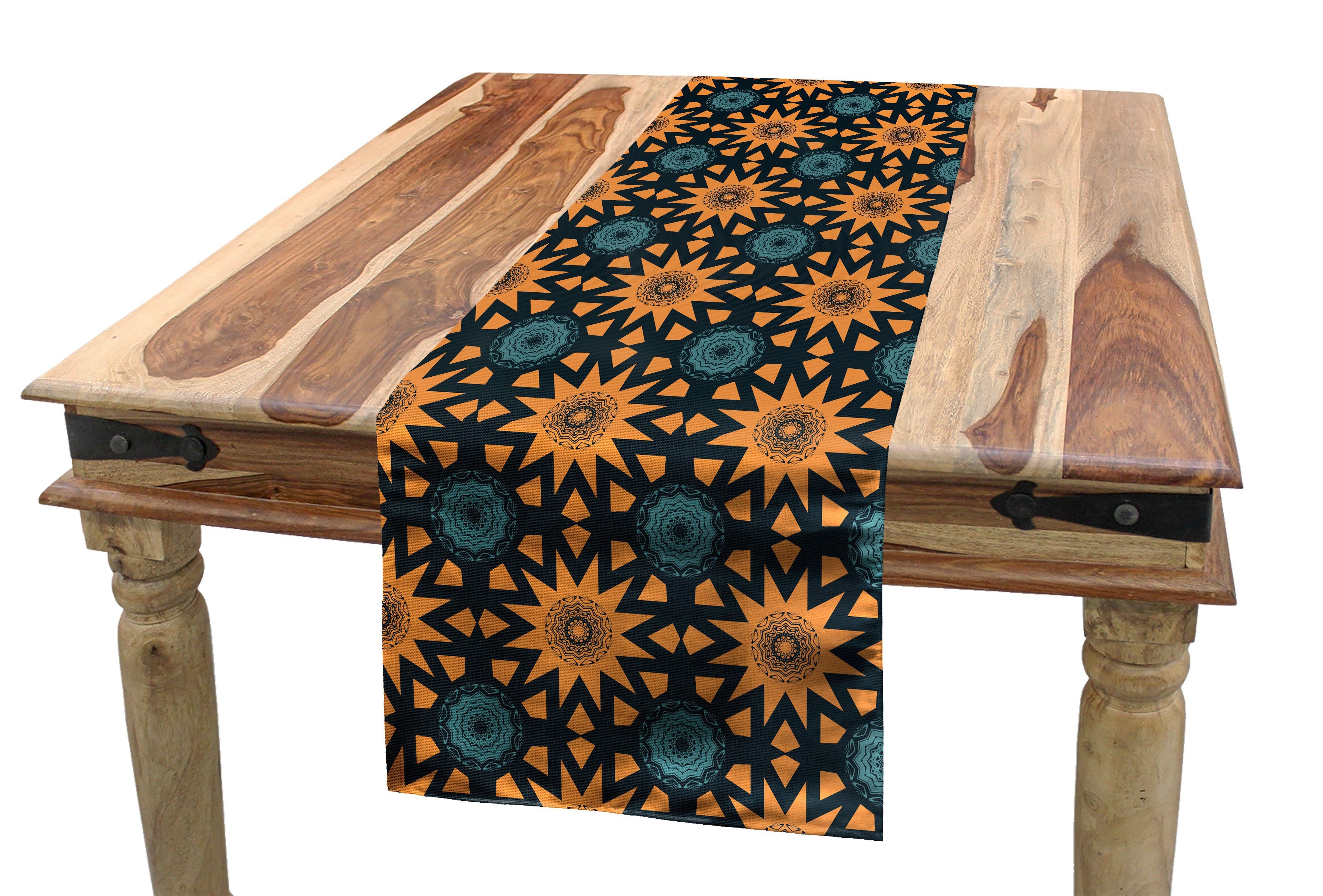Abakuhaus Tischläufer Esszimmer Küche Rechteckiger Dekorativer Tischläufer, Antique Oriental Sun Inspired Art