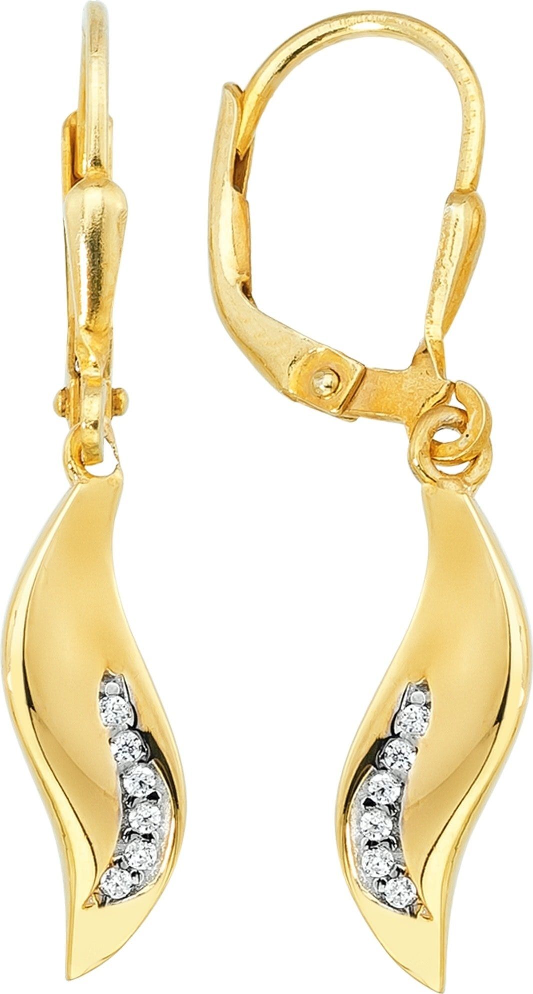 Balia Paar Ohrhänger Balia Gold Creolen für Damen Welle (Ohrhänger), Damen Ohrhänger Welle aus 333 Gelbgold - 8 Karat, Länge ca. 3,1cm