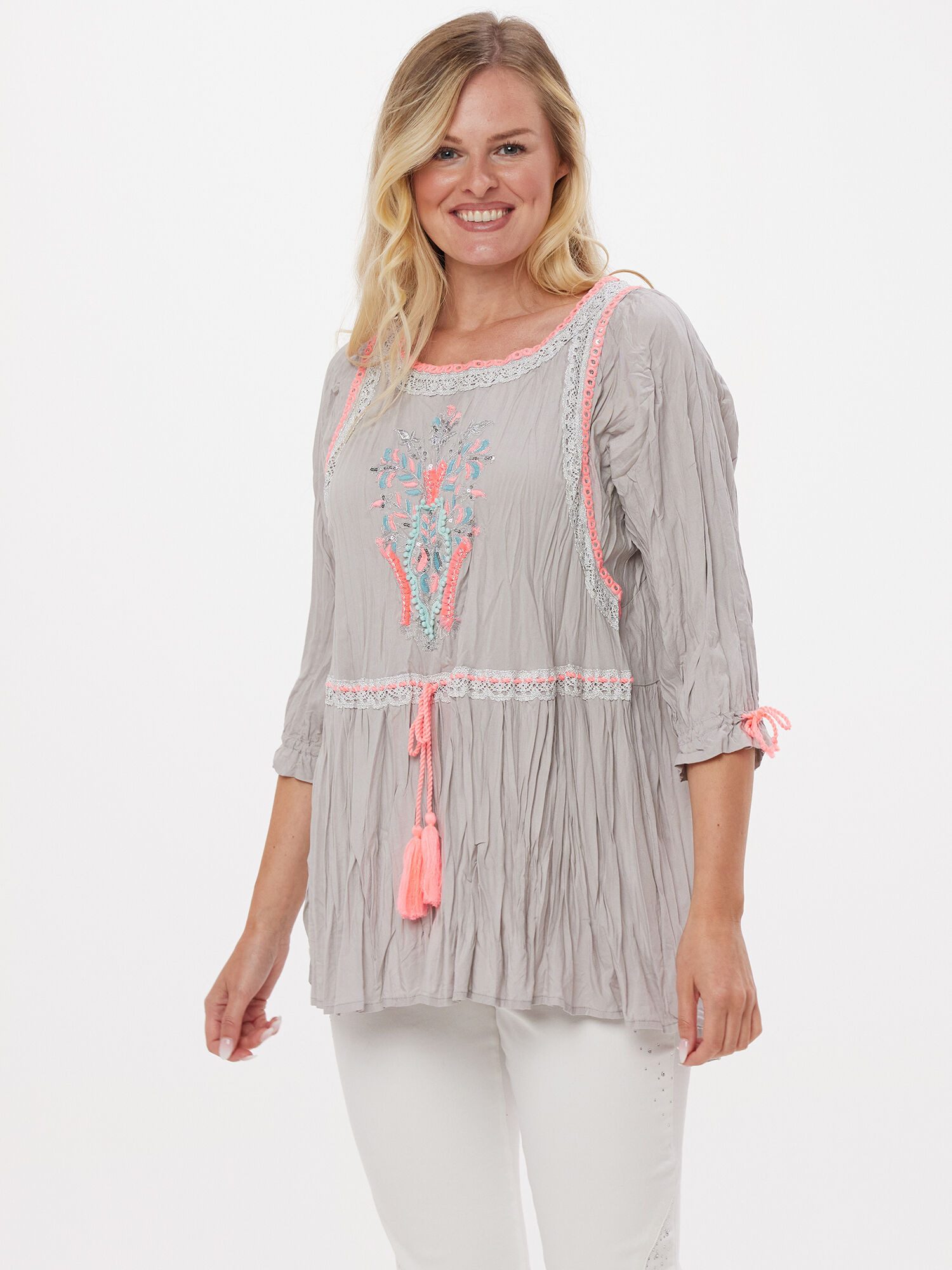 Tunika Longbluse Figurumspielend