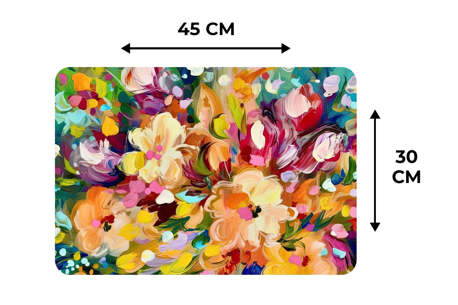 Platzset, Gemälde Platzmatte, - - (6-St), Regenbogen, Ölfarbe Blumen Schmutzabweisend Platzdecken, - Tischmatten, MuchoWow, Platzset,