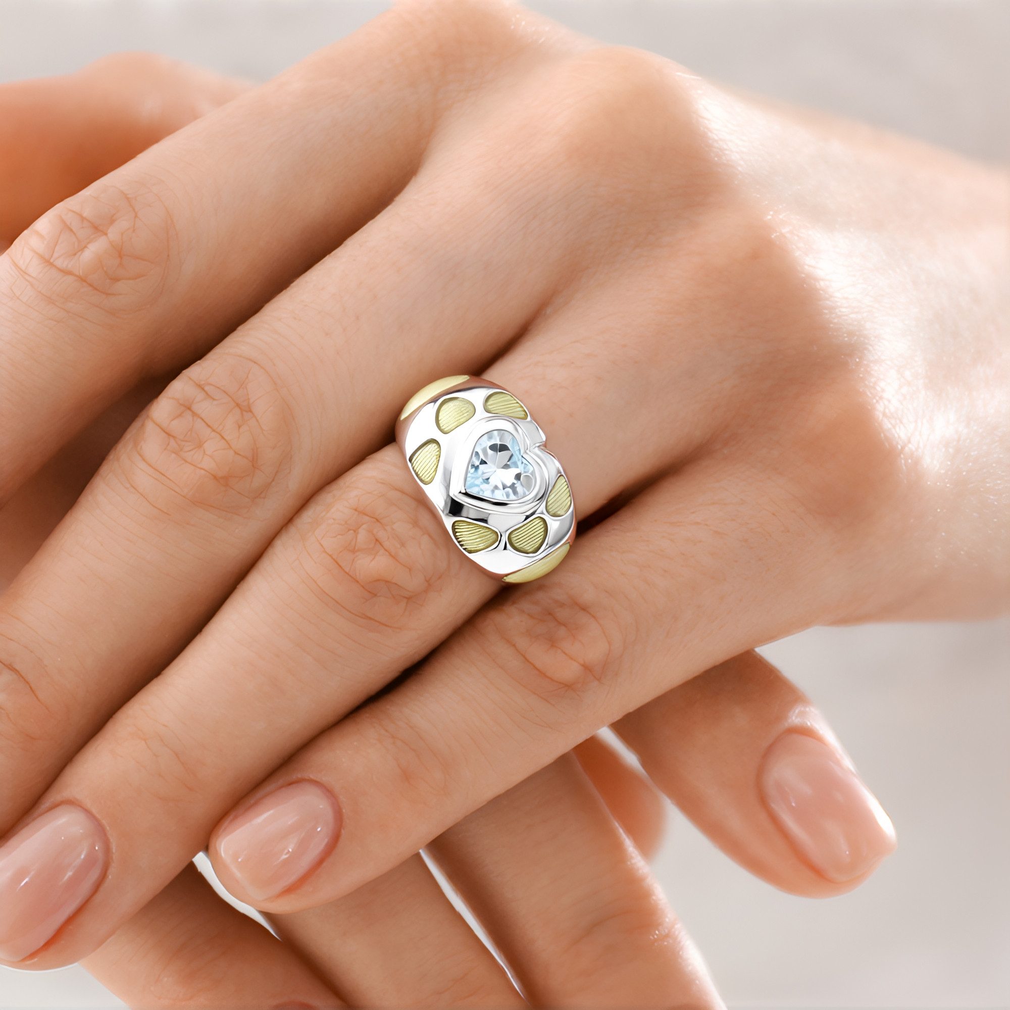Cavill Silberring Cavill Ring 1,575 ct Himmelblauer Topas Herzschliff Silber Damen (1-tlg)