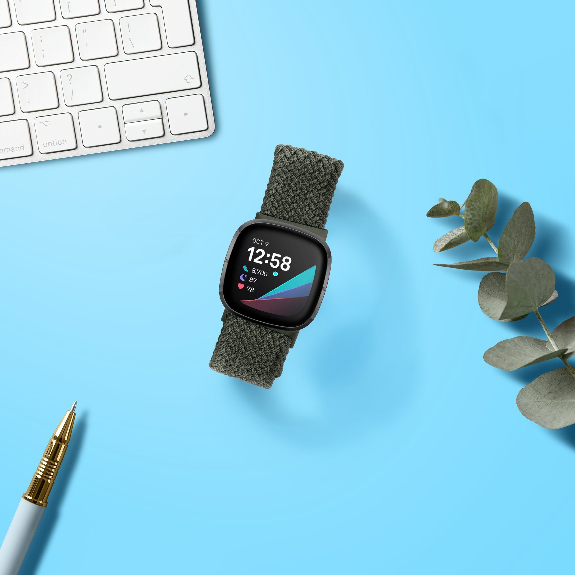 kwmobile Uhrenarmband Armband für Fitbit Versa 4 / Sense 2 / Versa 3 / Sense,  Nylon Fitnesstracker Sportarmband Band - Innenmaße von 14 - 22 cm
