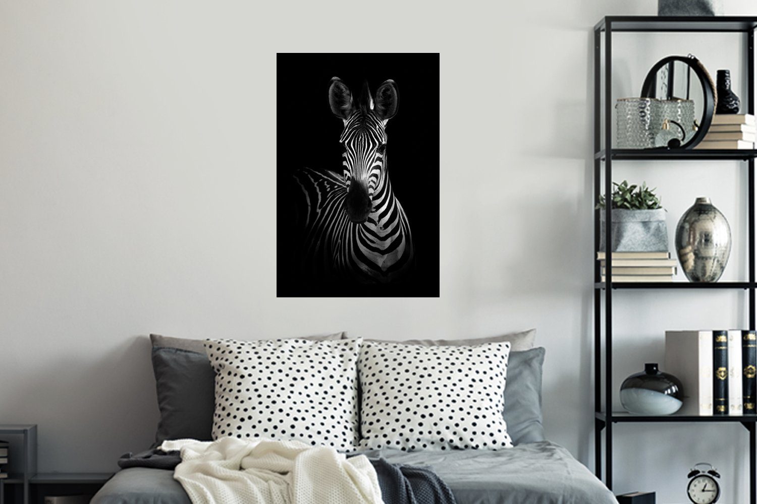 Zebra Tiere - Selbstklebend, Schlafzimmer St), Wohnzimmer, - Safari MuchoWow Schwarz - Wandsticker Wandtattoo, (1 Wandaufkleber,