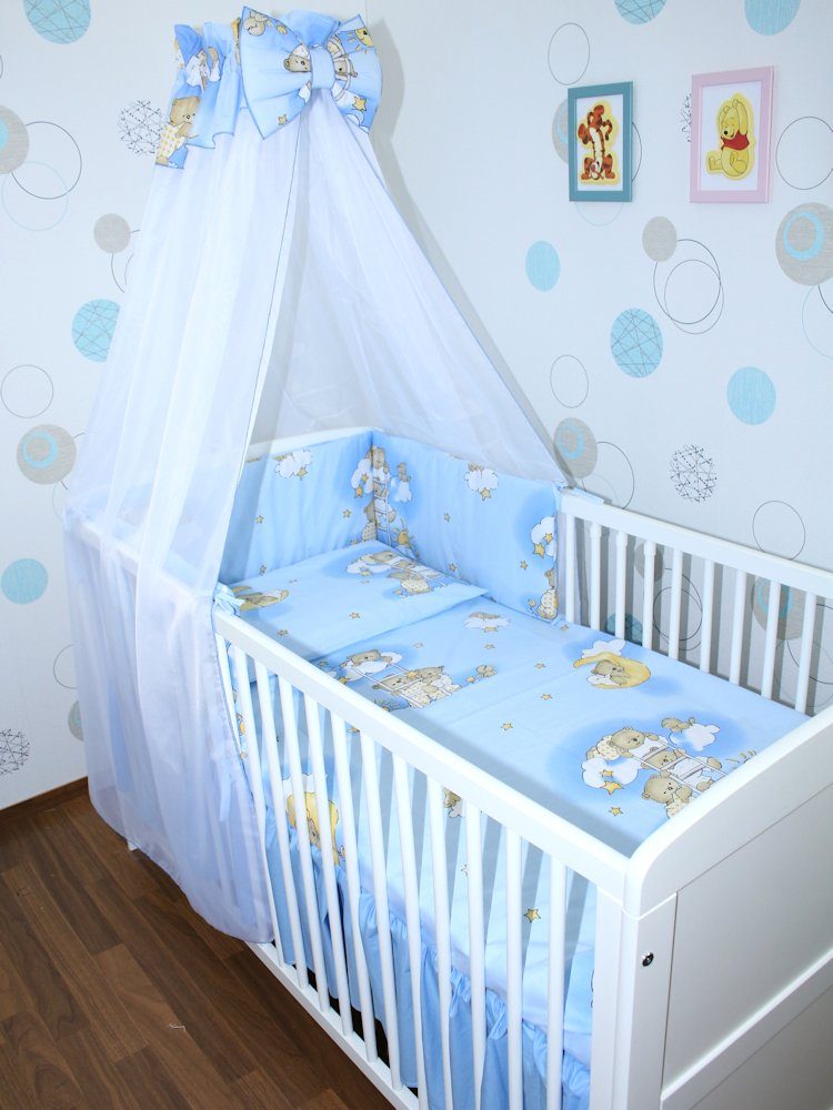Primawela Babybettwäsche Baby Bettset - 6 teiliges Set mit Chiffon Himmel Bettwäsche Nestchen