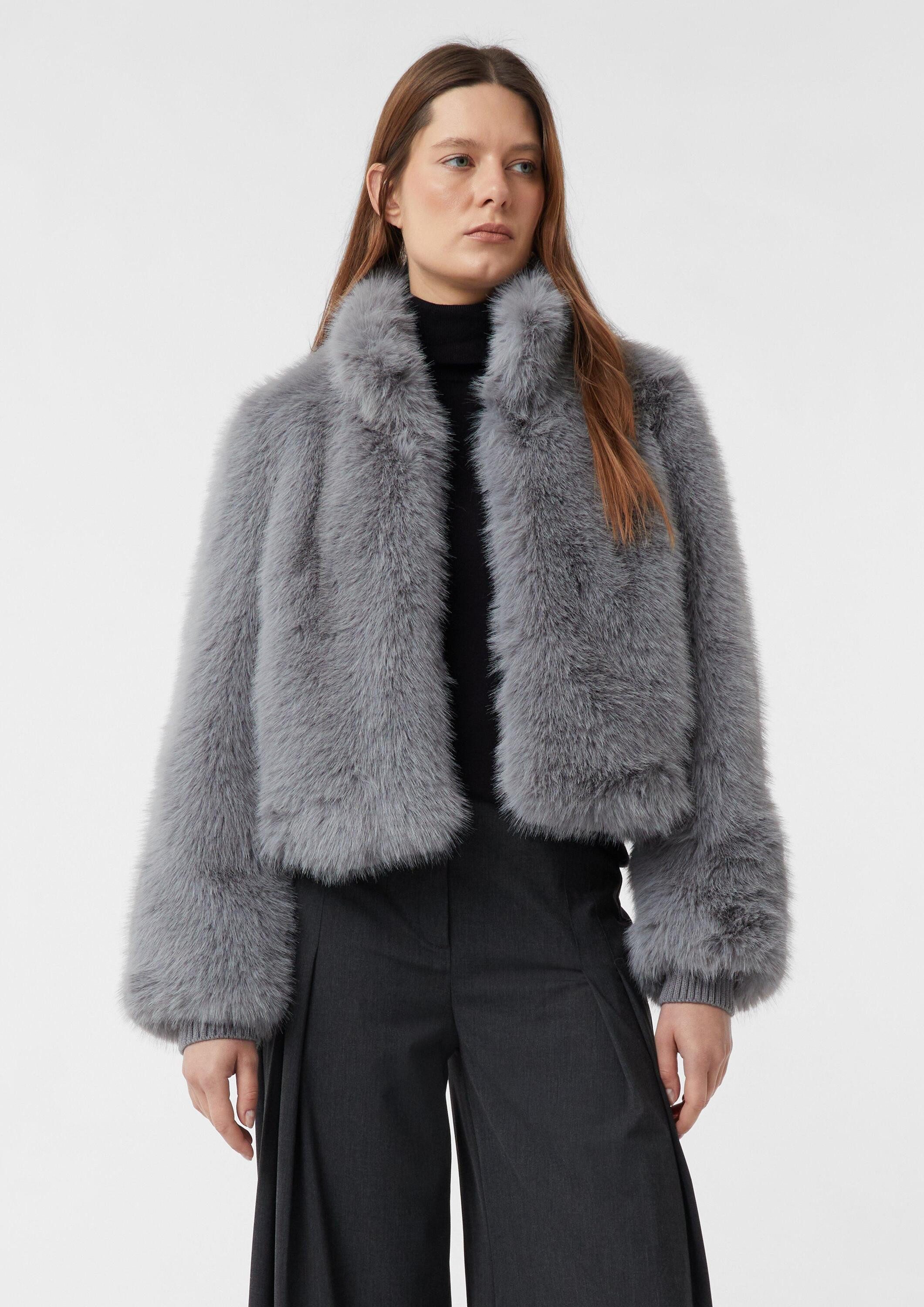 comma Funktionsjacke Outdoor-Jacke Kurze Jacke aus Fake Fur günstig online kaufen