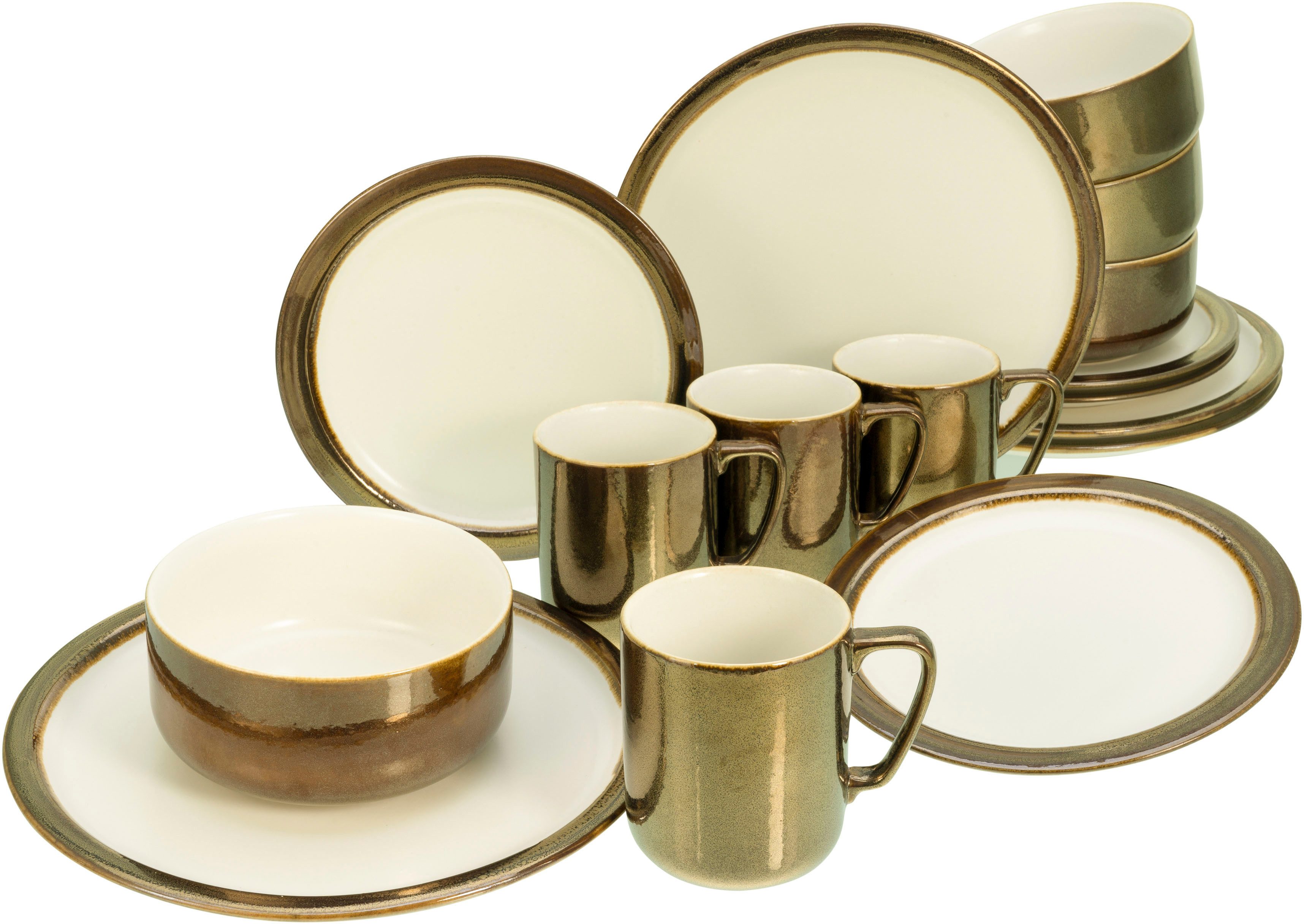 CreaTable Kombiservice Modern Industrial (16-tlg), 4 Personen, Steinzeug, Service, Spezialglasur, glänzende Sprenkel, 16 Teile, für 4 Personen