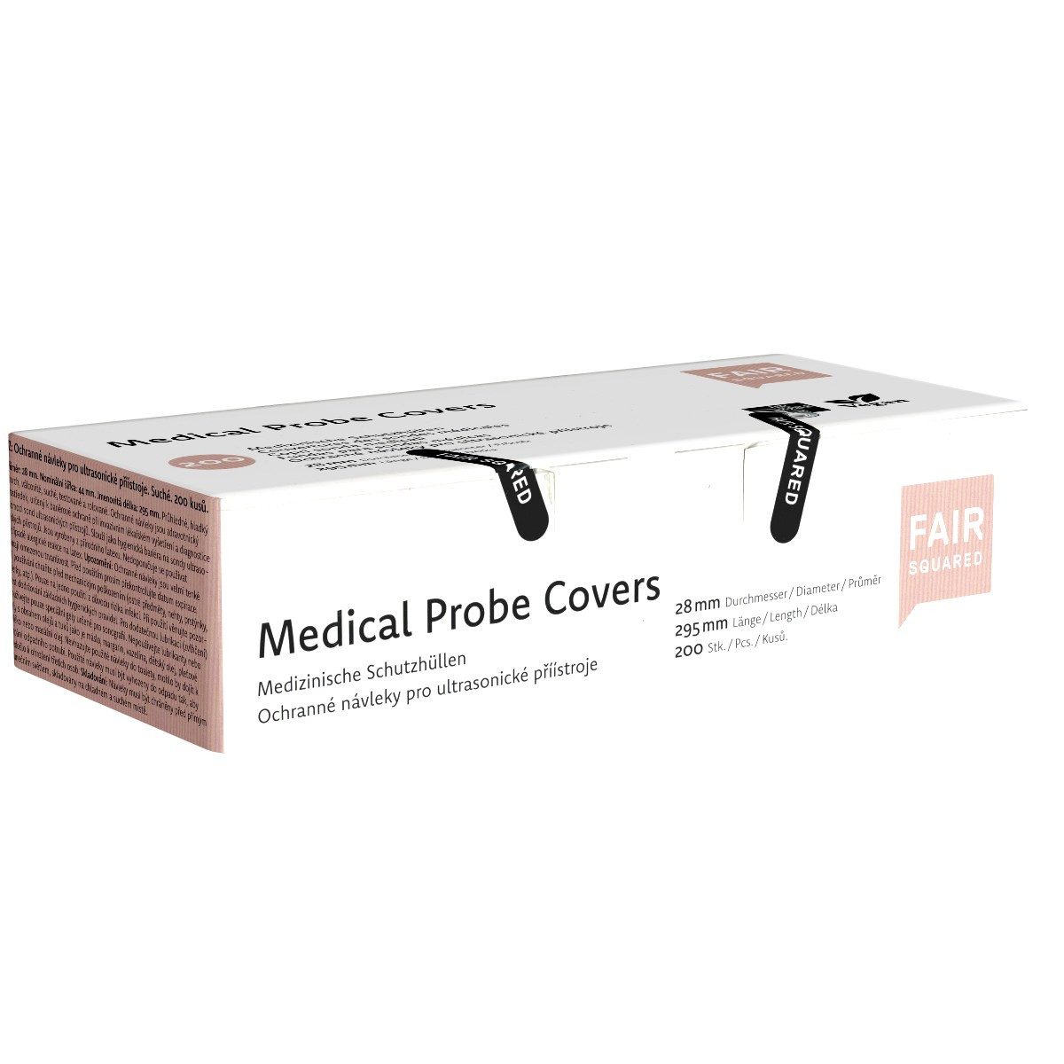 Fair Squared Kondome Medical Probe Covers Packung mit, 200 St., Ø28mm, 200 Latex Schutzhüllen mit 28mm Durchmesser, vegan