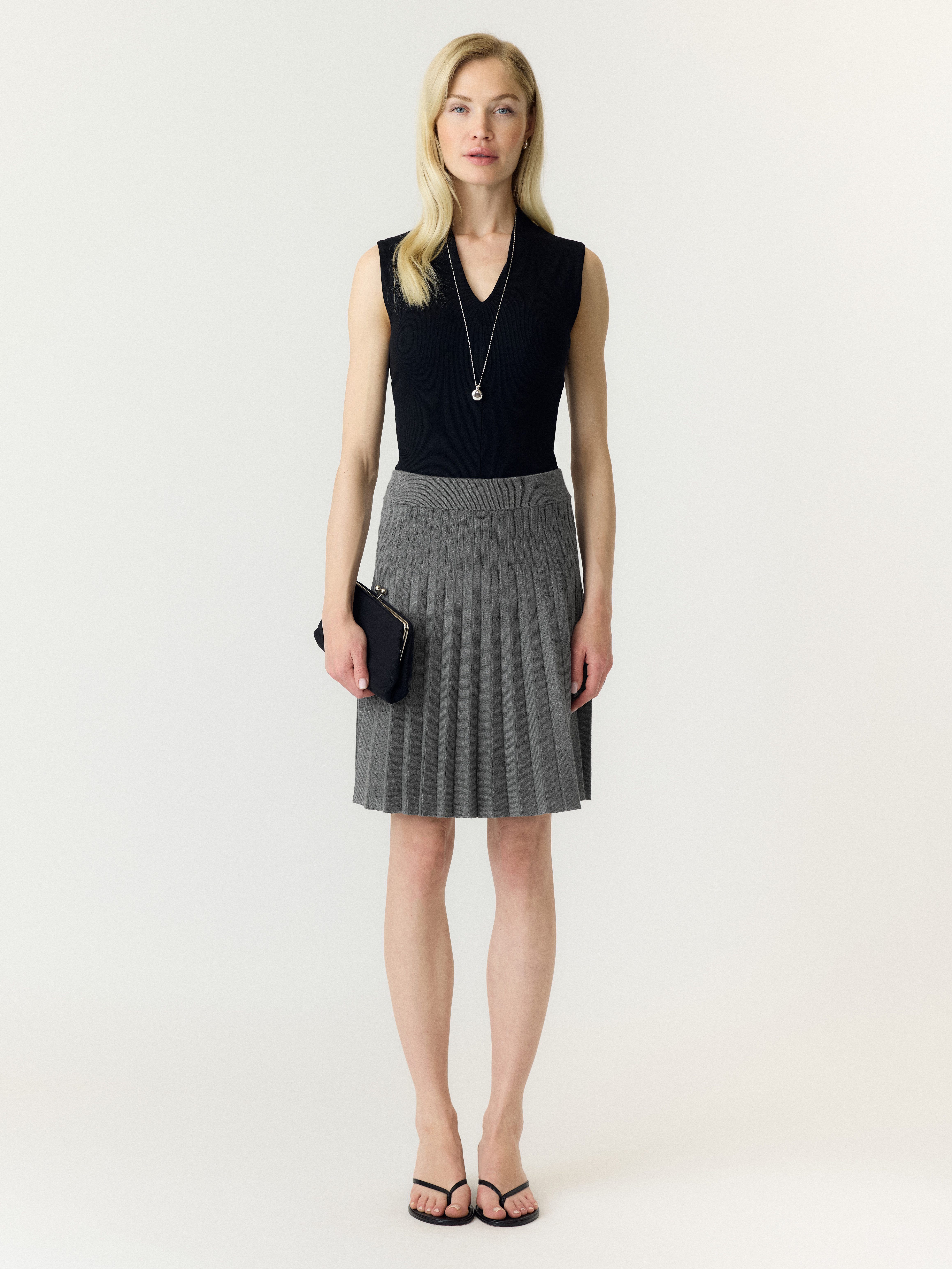 Y.A.S Strickrock YASELENA HW PLEATED SKIRT S. NOOS Viskosemischung – Bild 4 von 5