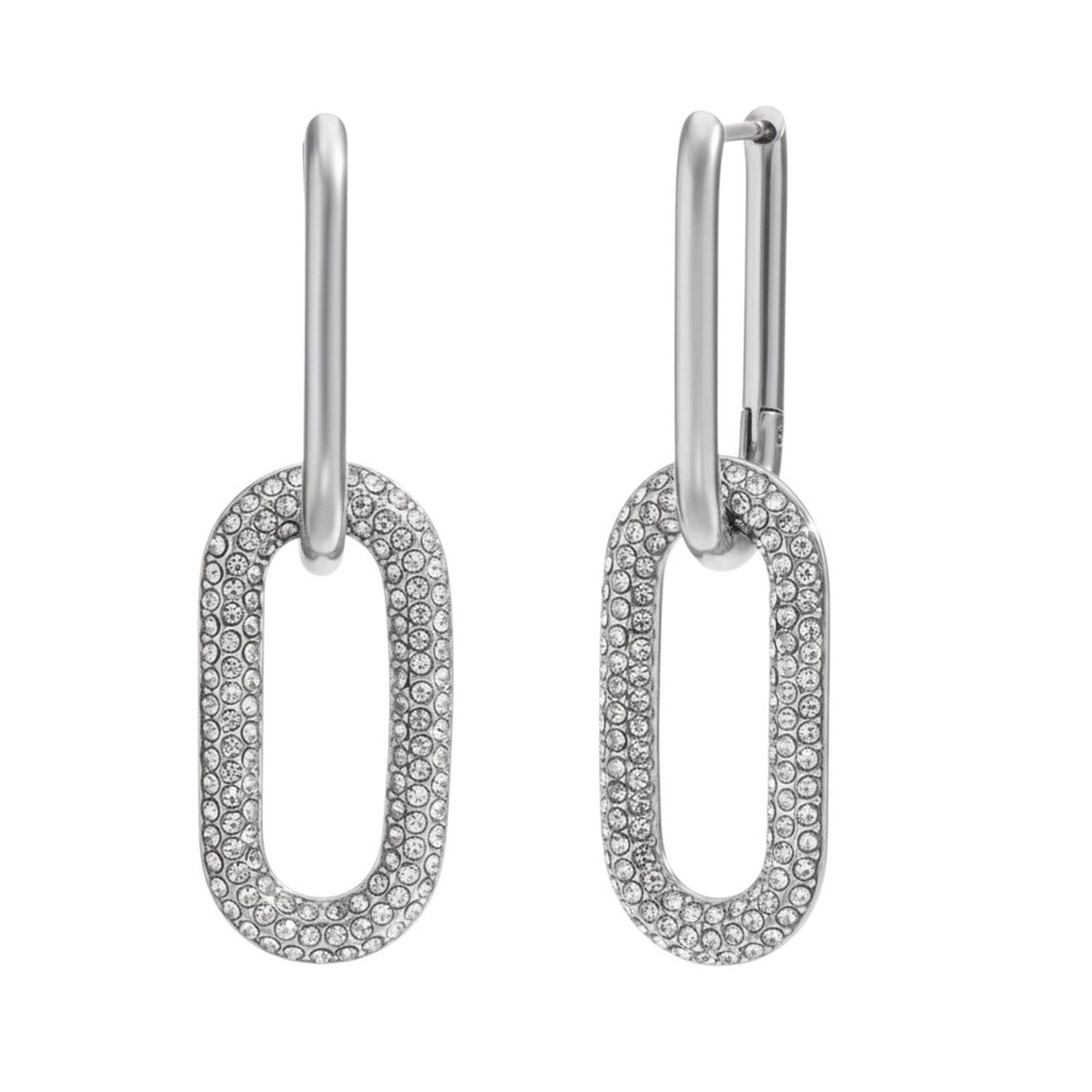 KARMA Ohrring-Set Damen Statement-Ohrringe aus Edelstahl wasserfest antiallergisch (Geschenk für Sie, 2-tlg., Creolen Damenschmuck), Mit Zirkonia besetzte Link-Ohrringe in Gold oder Silber