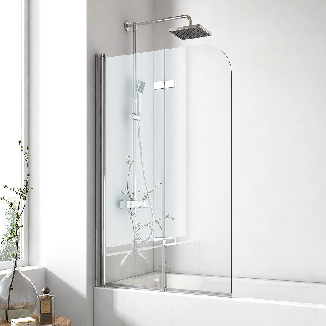 EMKE Badewannenaufsatz EMKE Duschwand für Badewanne,2-teilig Duschwand Faltbar 100–140 cm, Einscheibensicherheitsglas, Alu-Wandprofil Chrom, (Set), Duschwand Faltba,6mm Klarglas Einscheibensicherheitsglas,100x140cm