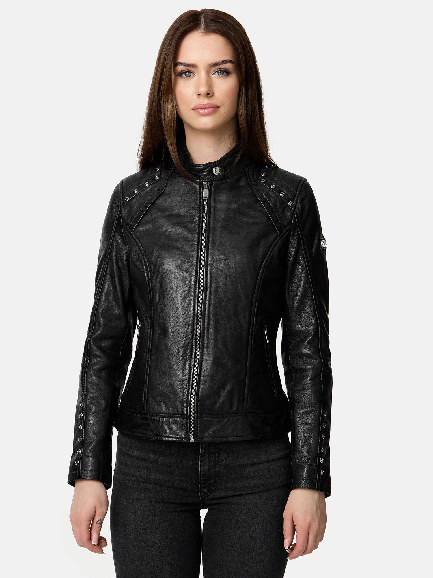 Tazzio Lederjacke F521 moderne & zeitlose Damen Jacke im Biker Look