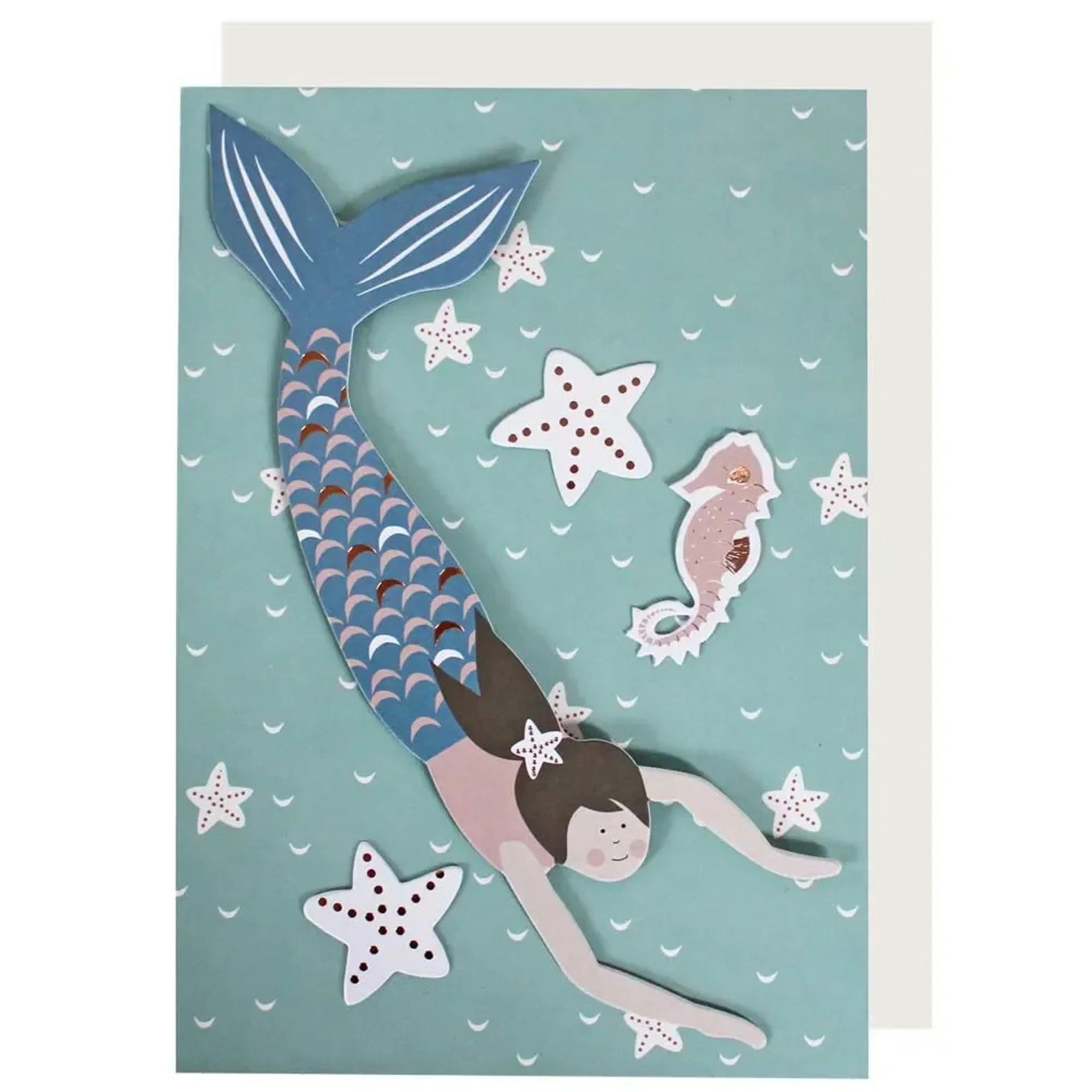Ava & Yves Grußkarte Postkarte Meerjungfrau, Modernes Konfetti-Design