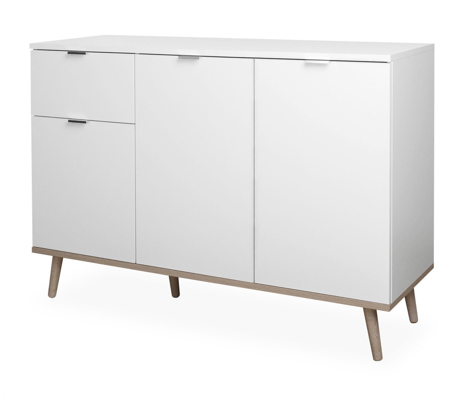 Furn.Design Kommode Lundby (Sideboard in weiß und Eiche Sonoma, Breite 120 cm), skandinavisches Design