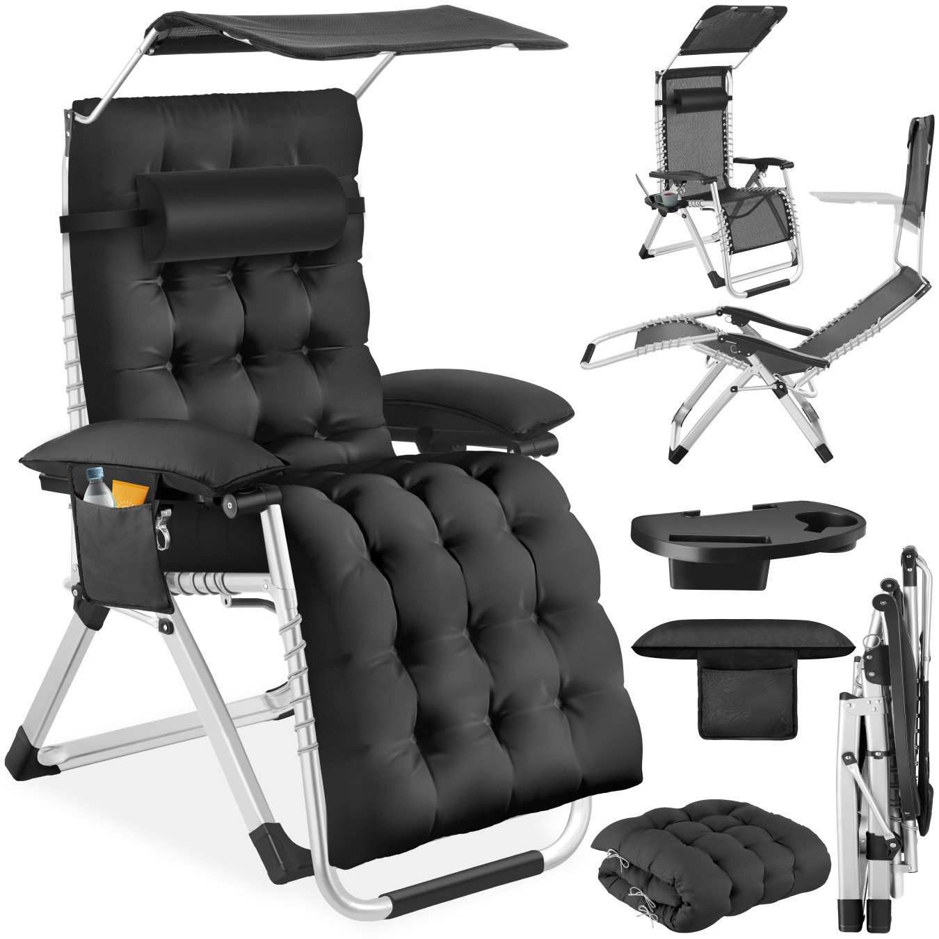 tectake Gartenstuhl Sonnenliege Cloud II mit Sonnendach, klappbar (Set., 1 günstig online kaufen