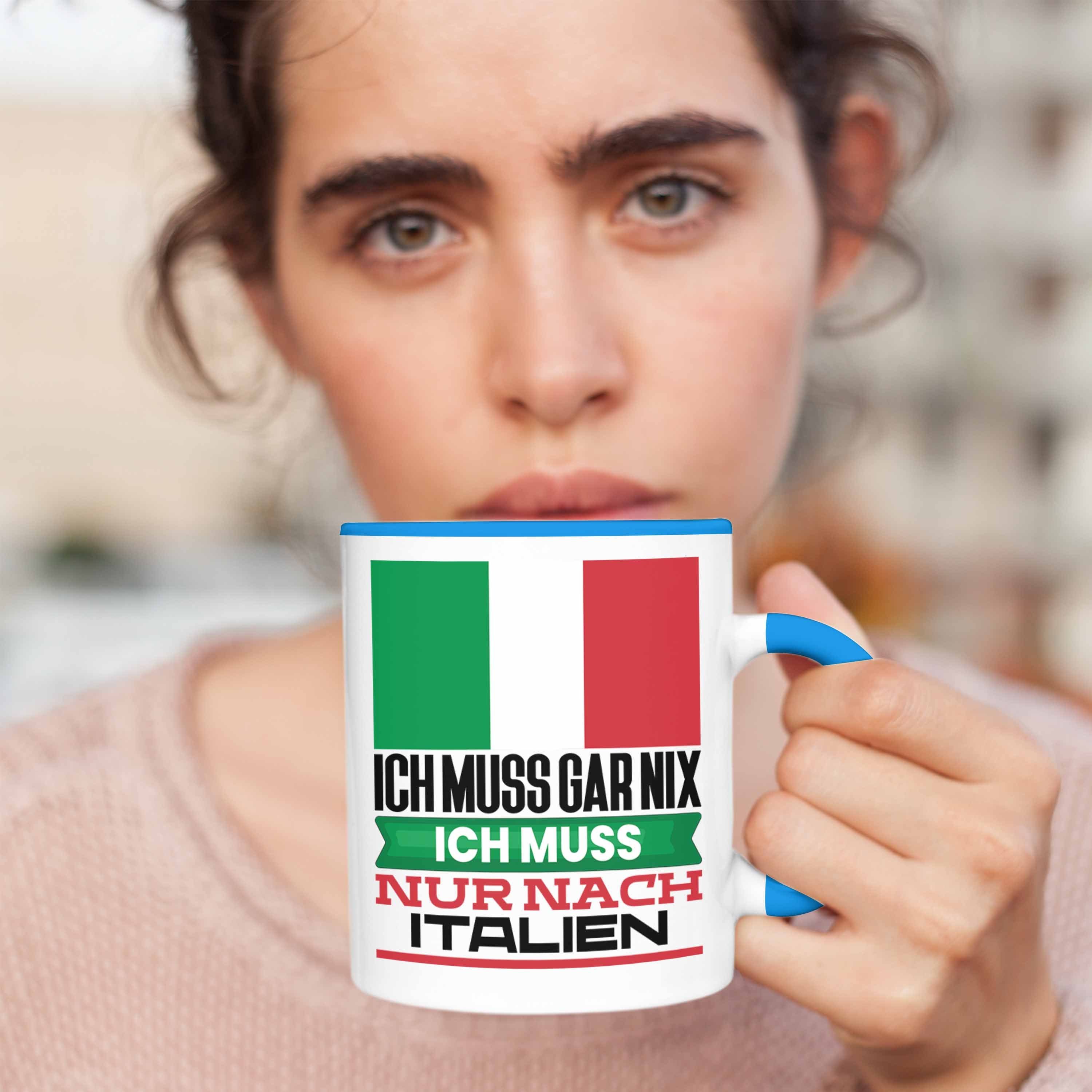 Trendation Tasse Geburtstag Geschenk Urlaub Italiener Italien Geschenkidee Ic Tasse für Blau