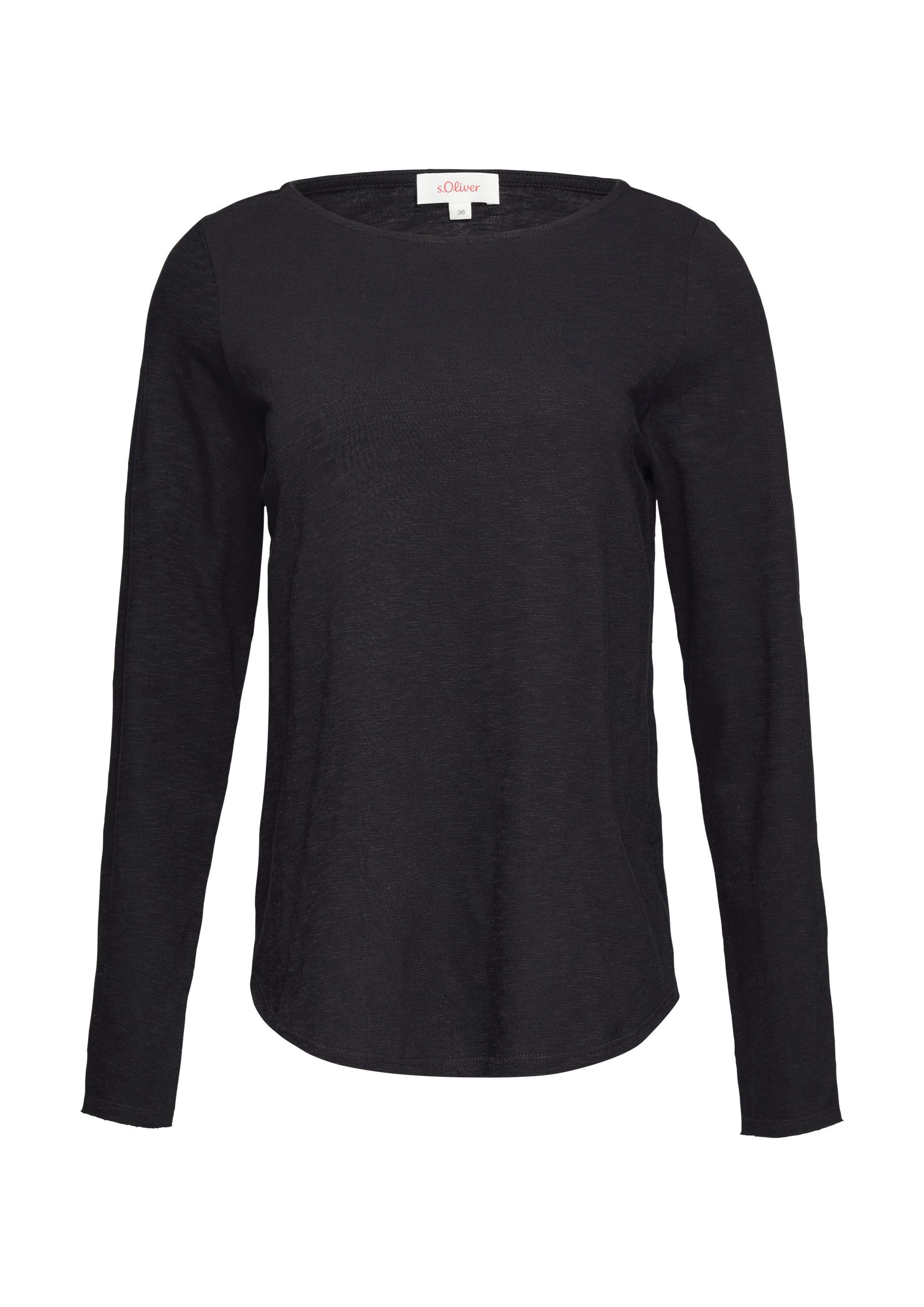 s.Oliver Langarmshirt T-Shirt Longsleeve mit Flammgarnstruktur und U-Boot-A günstig online kaufen