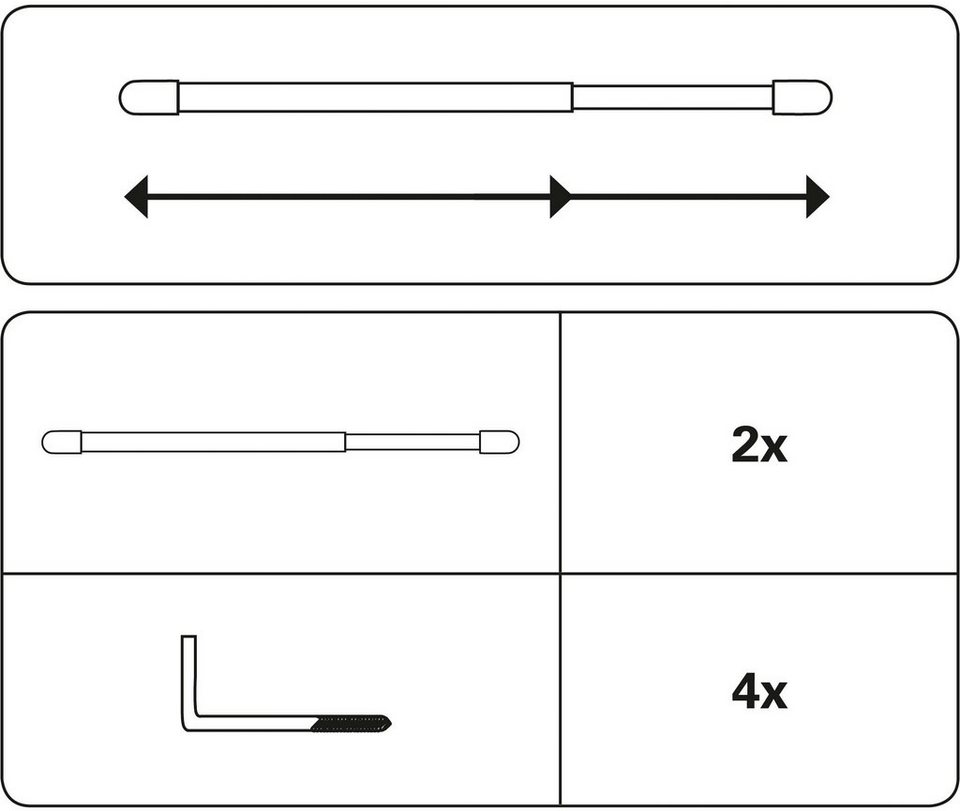 Scheibenstange Vitragestange, GARDINIA, Ø 11 mm, 1-läufig, ausziehbar, ohne  Bohren, verschraubt, Serie Vitragestange flachoval Ø 11 mm, inkl.  Kunststoffendstücken und Schraubhaken