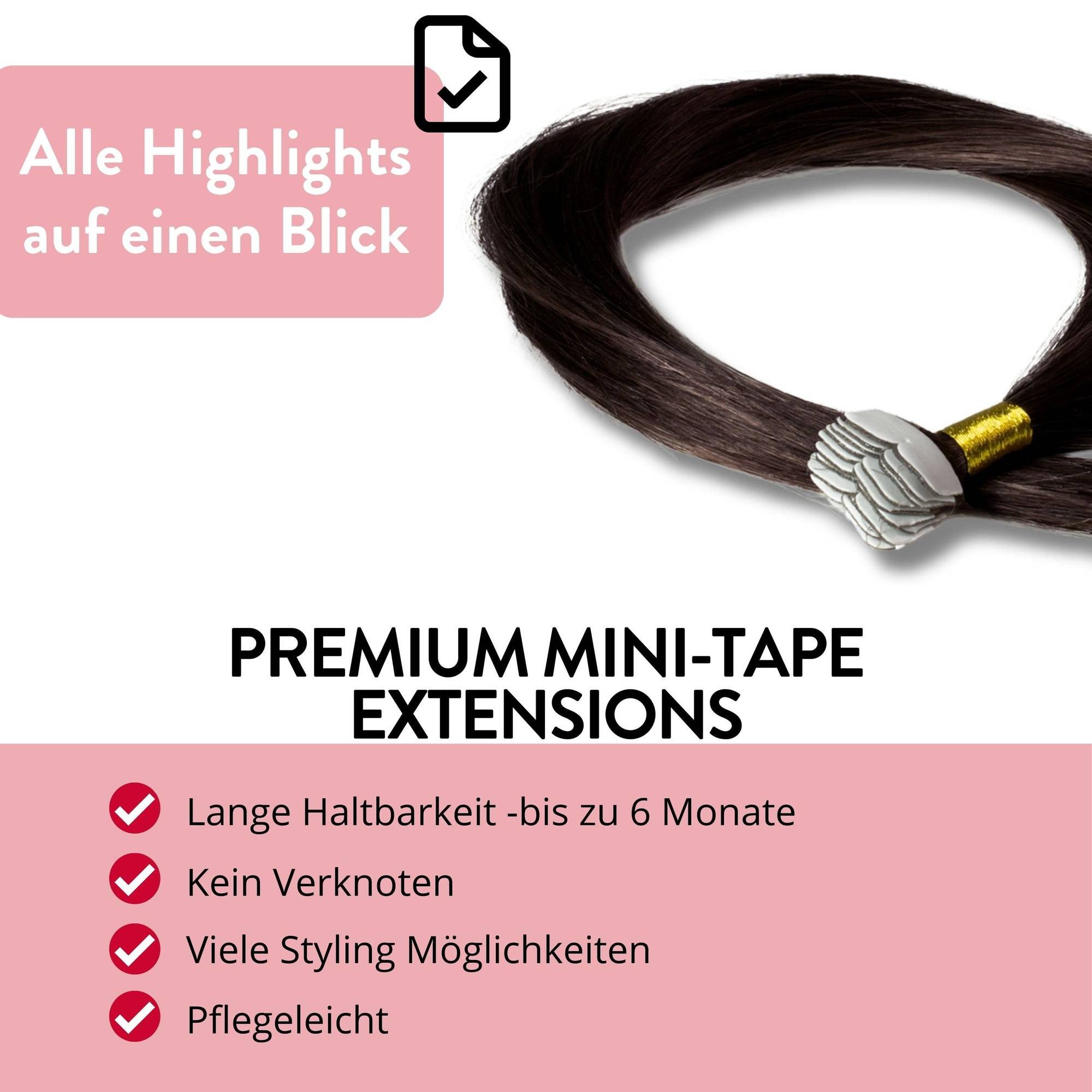 hair2heart Echthaar-Extension Premium Mini Tape Extensions #5/0 Hellbraun 40cm