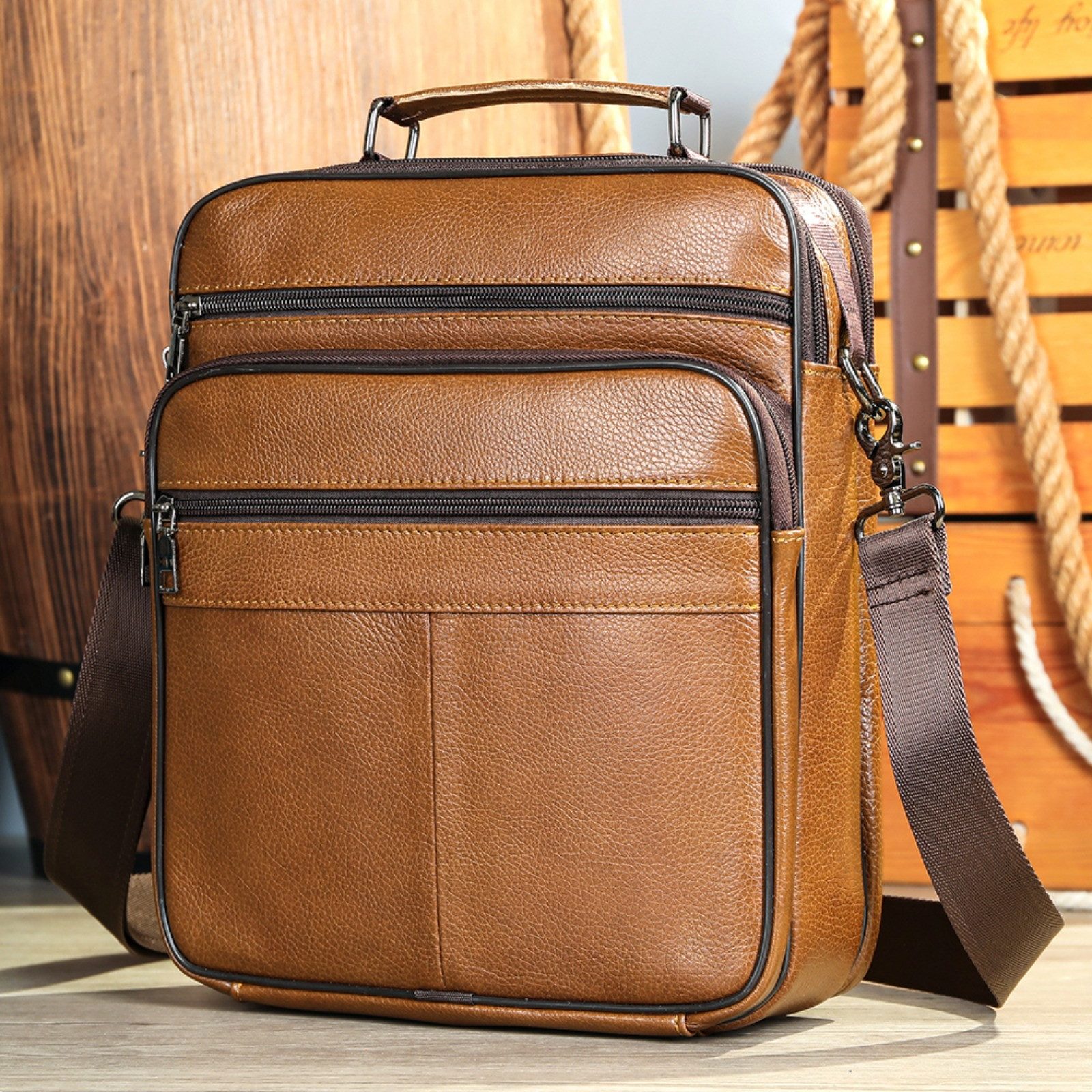 YUBRO-STUDIO Schultertasche Herren Schultertasche Echtleder Crossbody günstig online kaufen
