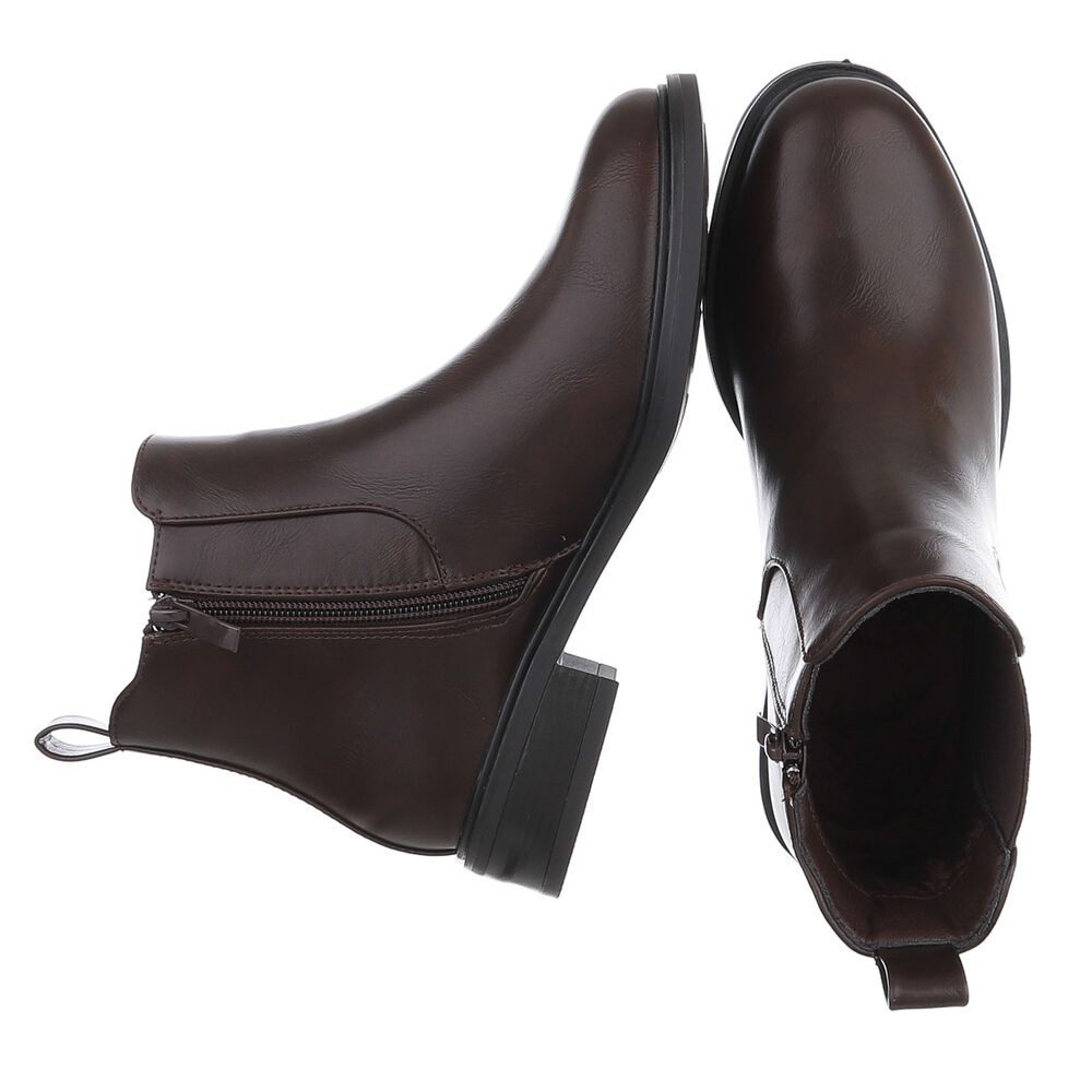 Ital-Design Damen Chelsea Boot mit Blockabsatz für Alltag & Freizeit Stiefelette (92355229) Blockabsatz Chelsea Boots in Dunkelbraun – Bild 2 von 5