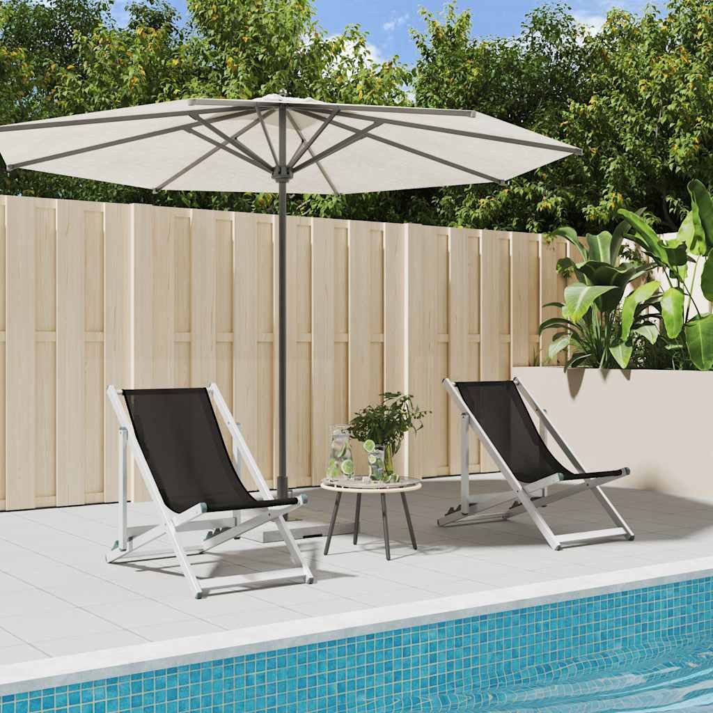 vidaXL Gartenstuhl Klappstühle, 2 Stück, schwarzes Aluminium und Textilene (2 St)