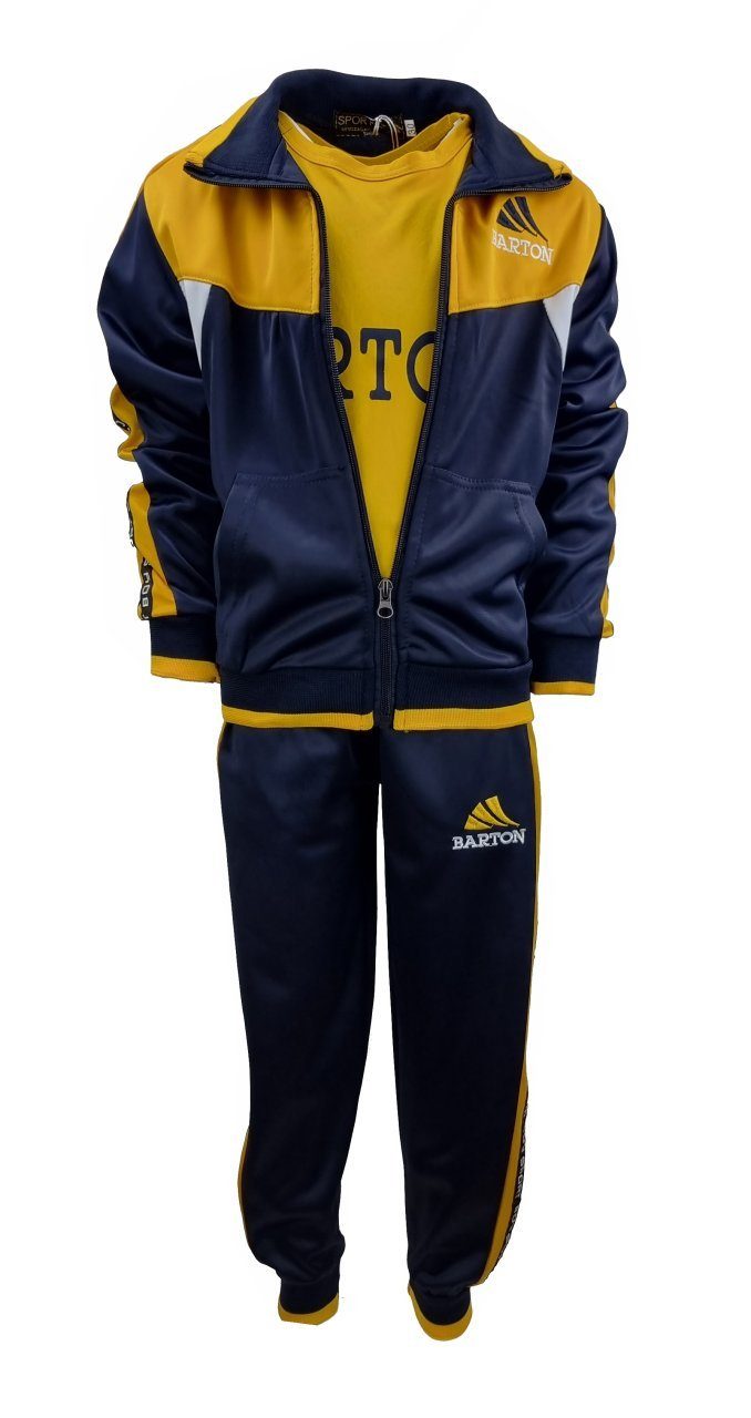 Hessis Jogginganzug Kinder Jungen Trainingsanzug Jogginganzug 3tlg Sportanzug JF60 (Set, mit Jacke, mit T-Shirt, mit Jogginghose)