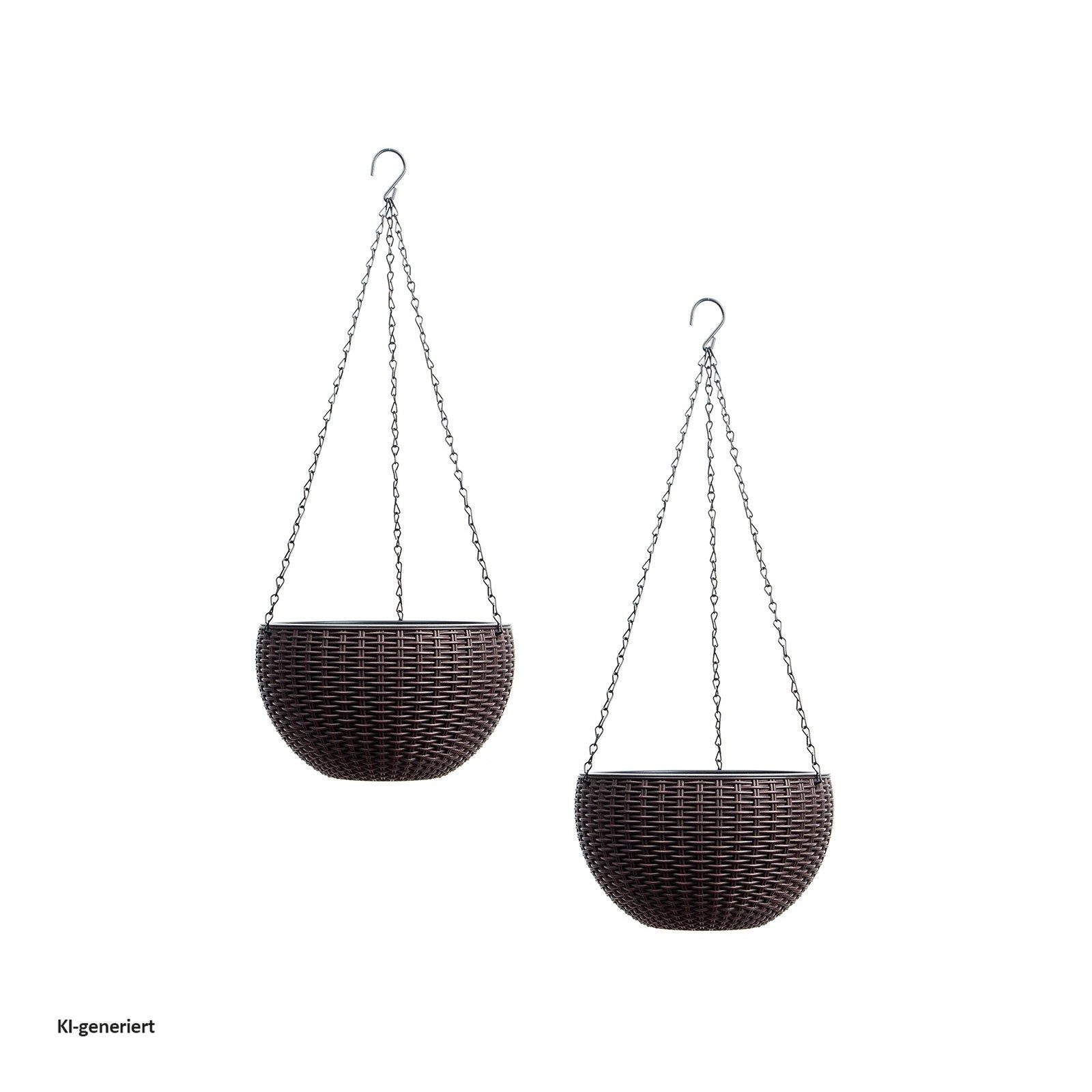 HTI-Living Blumenampel Blumenampel 2er Set Rattanoptik Braun (Set, 2 St., 2 Blumenampeln), Blumentopf hängend Kunststoff